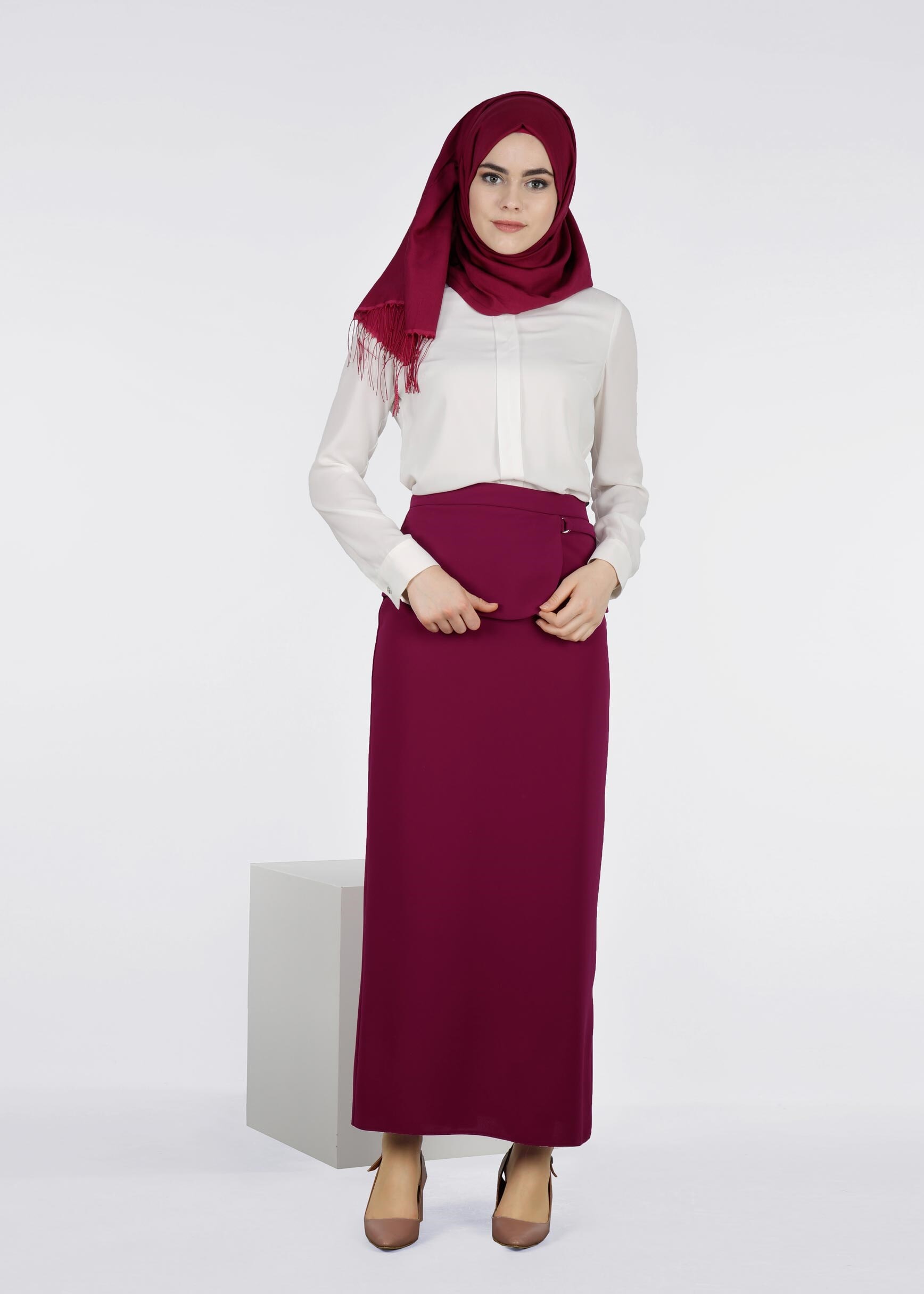 Tesettür giyim MOR 6023 ADRİNA 55587 ETEK 38/44 TEK40