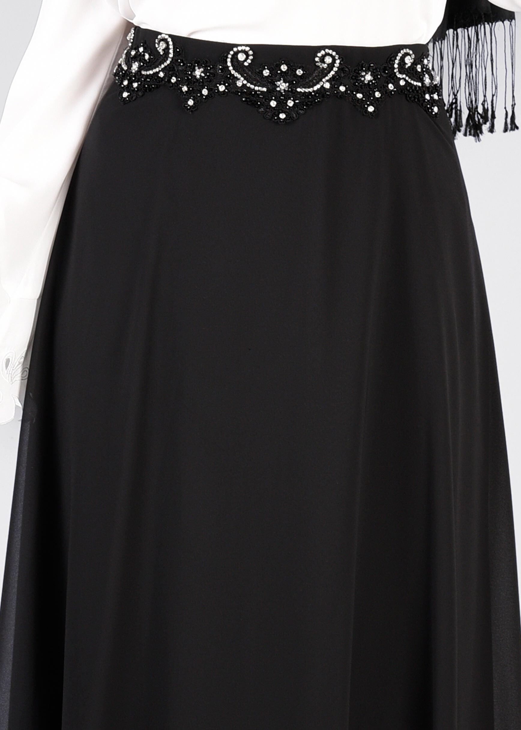 Tesettür giyim SİYAH 6024 NEW MULTİ ŞİFON ETEK 38/46 TEK40