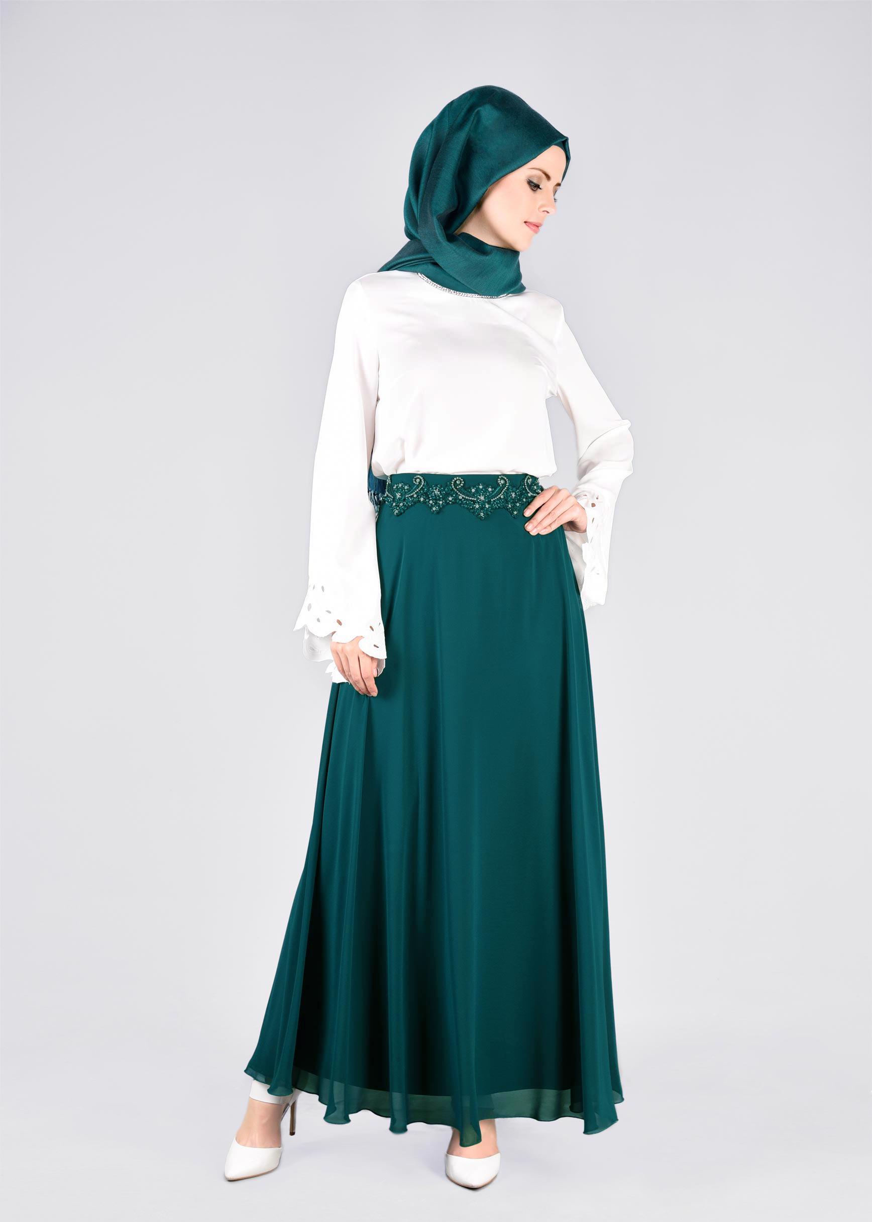 Tesettür giyim MAVİ 6024 NEW MULTİ ŞİFON ETEK 38/46 TEK40