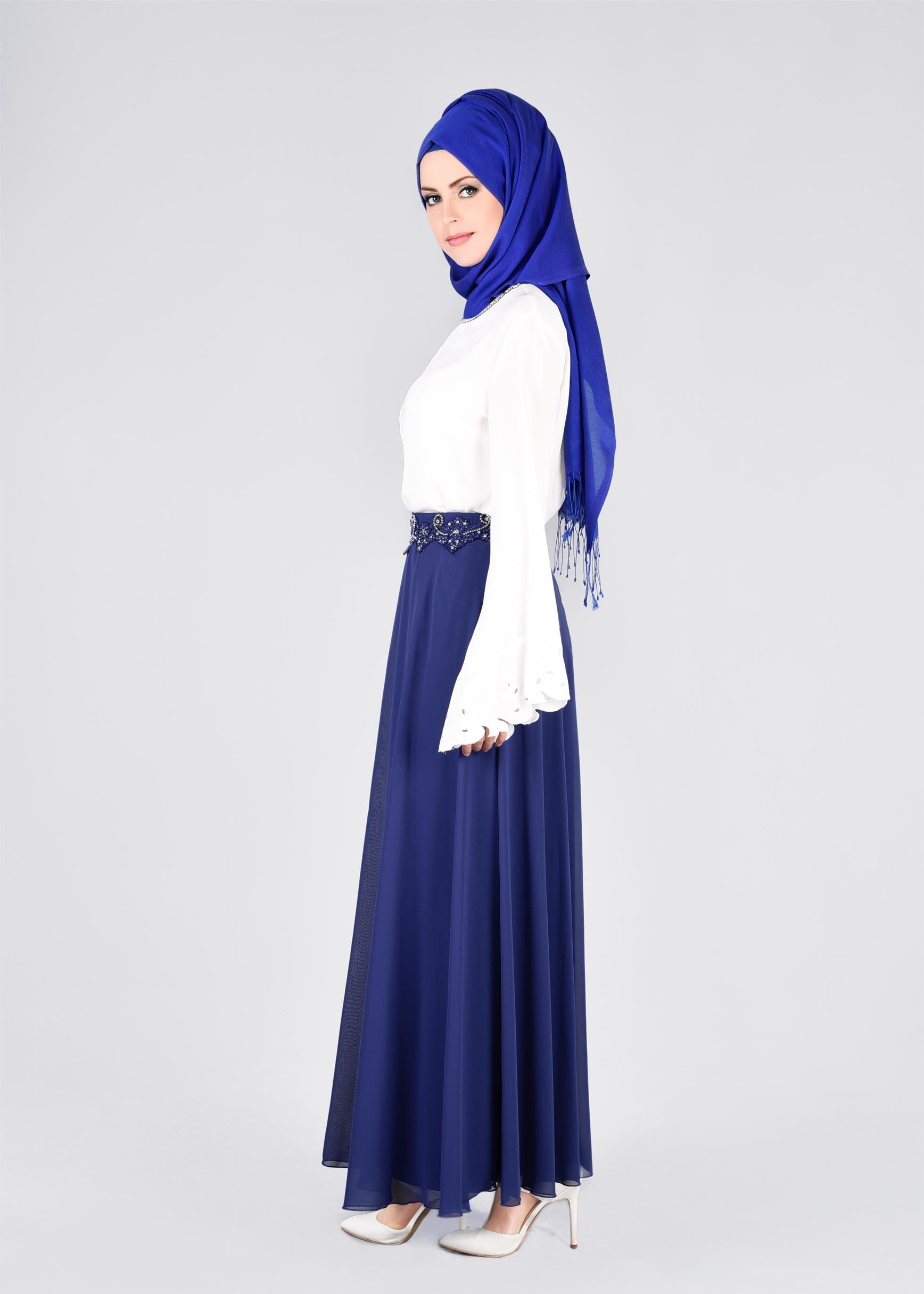 Tesettür giyim LACİVERT 6024 NEW MULTİ ŞİFON ETEK 38/46 TEK40