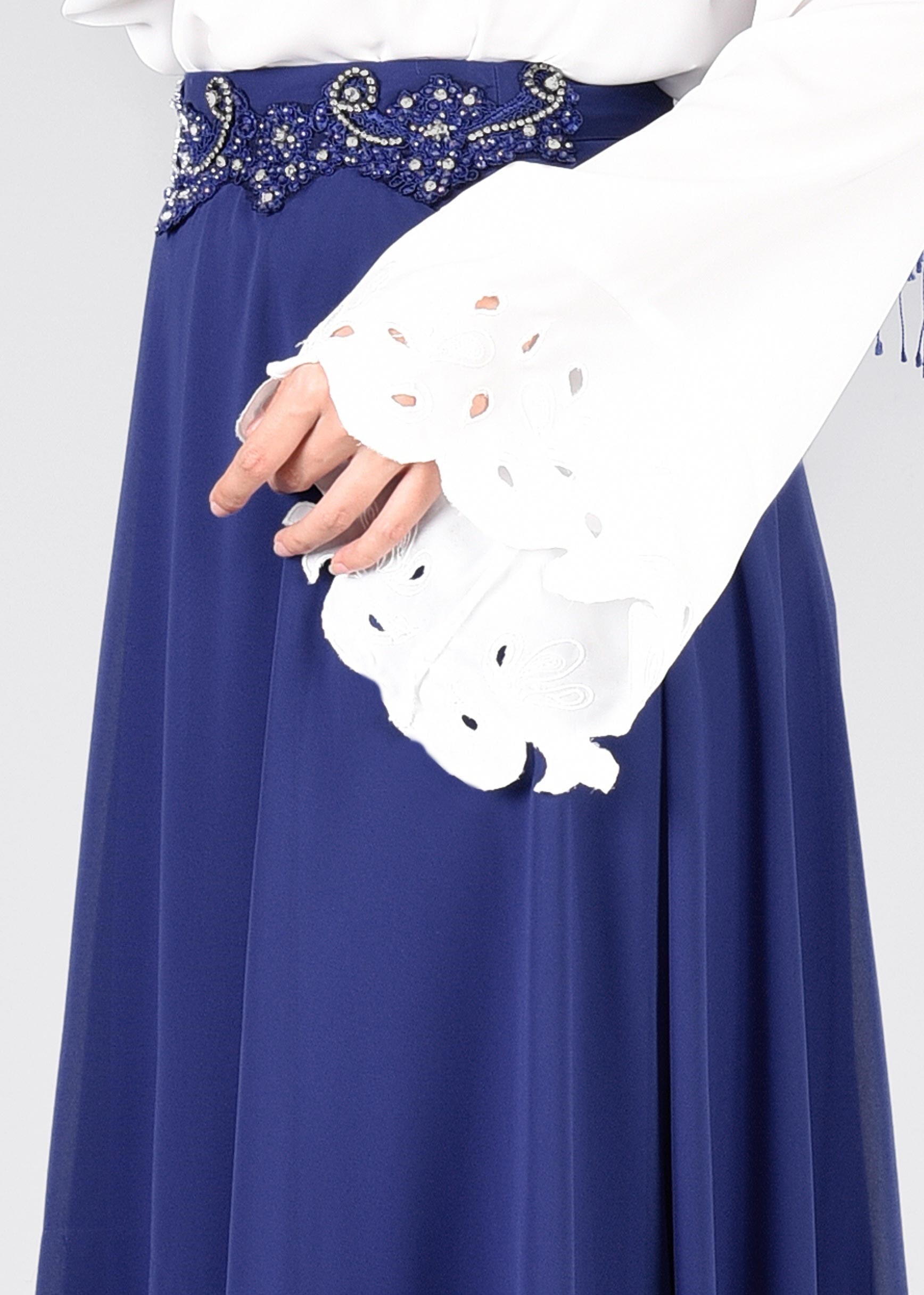 Tesettür giyim LACİVERT 6024 NEW MULTİ ŞİFON ETEK 38/46 TEK40