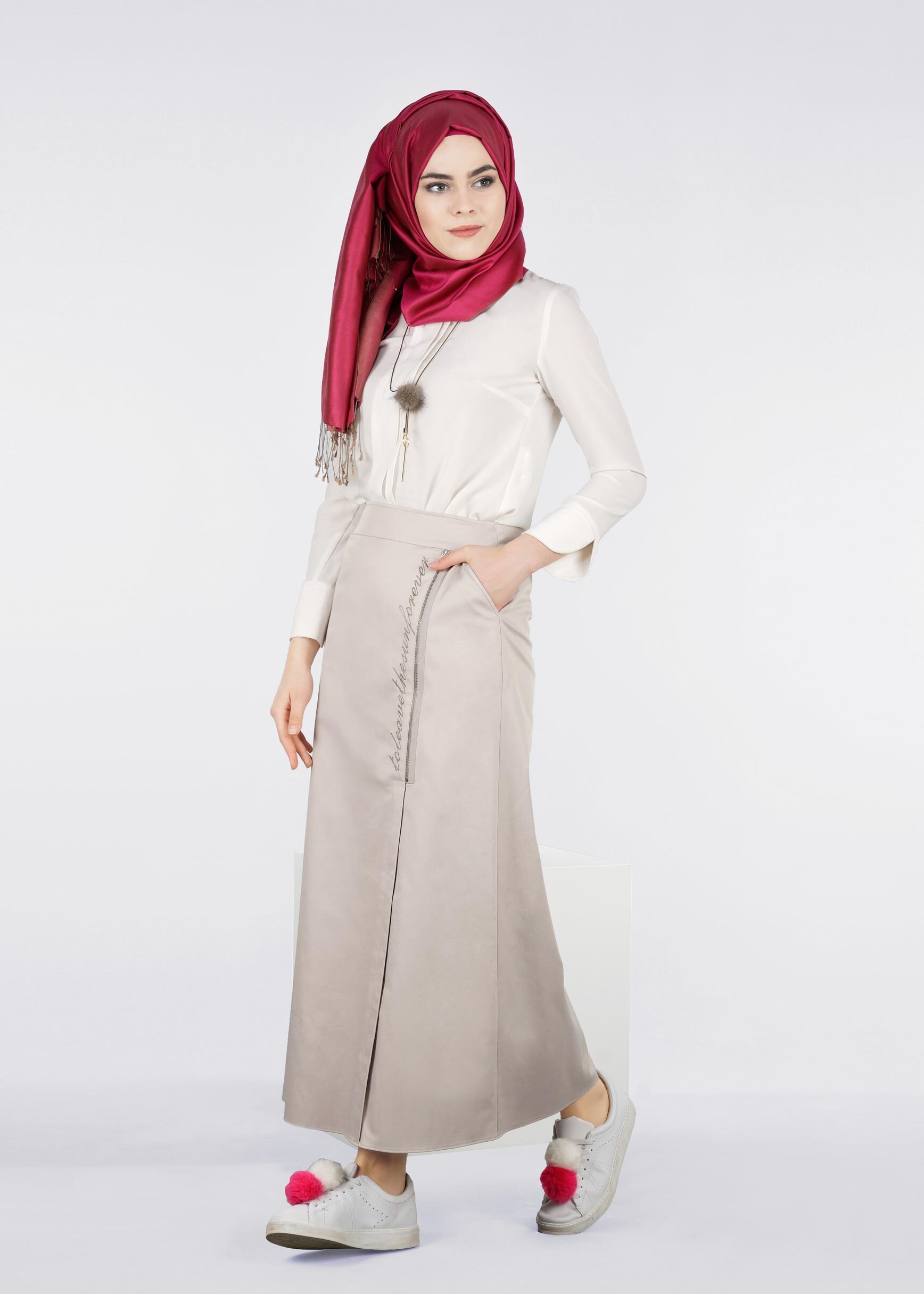 Tesettür giyim BEJ 6025 PEREN 15734 ETEK 38/46 TEK40