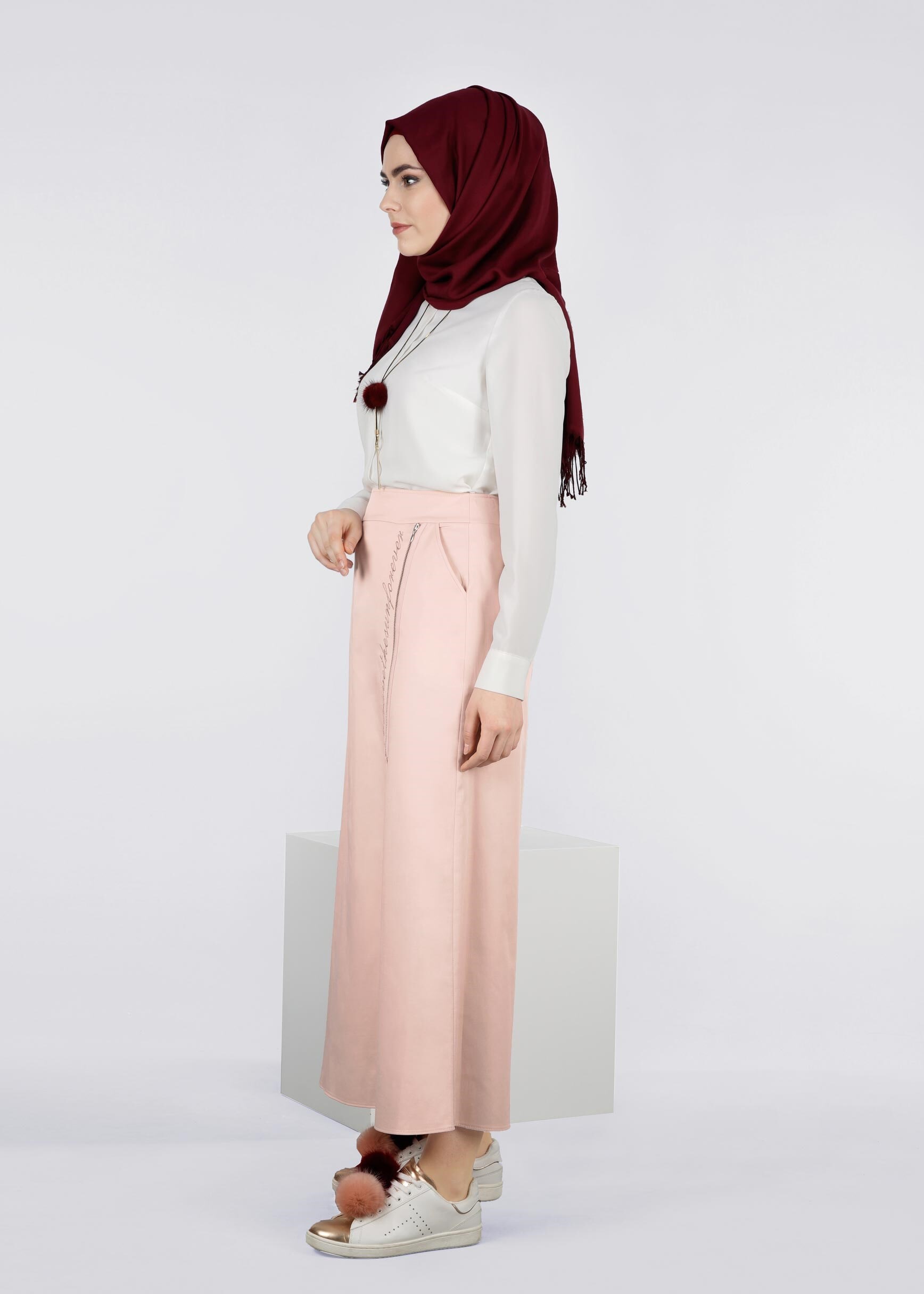 Tesettür giyim PUDRA 6025 PEREN 15734 ETEK 38/46 TEK40