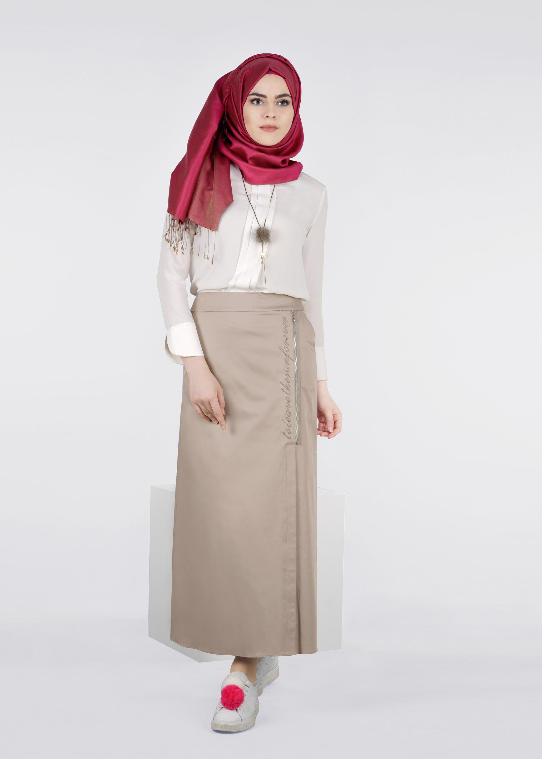 Tesettür giyim VİZON 6025 PEREN 15734 ETEK 38/46 TEK40