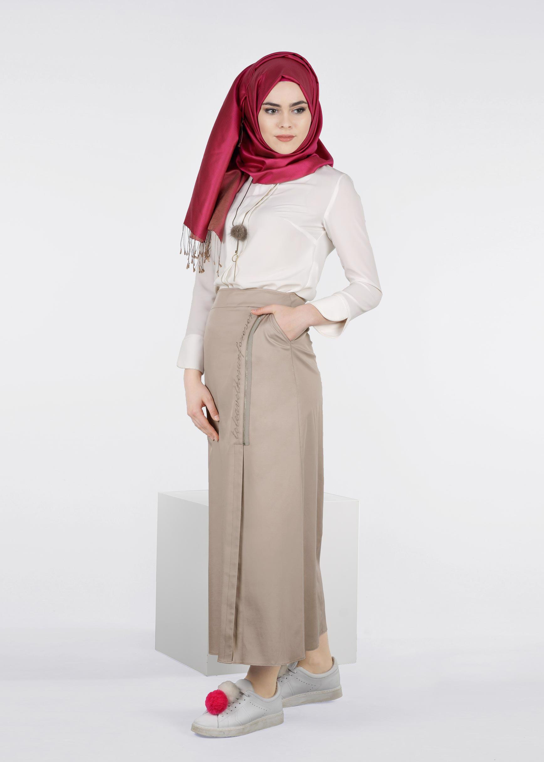 Tesettür giyim VİZON 6025 PEREN 15734 ETEK 38/46 TEK40