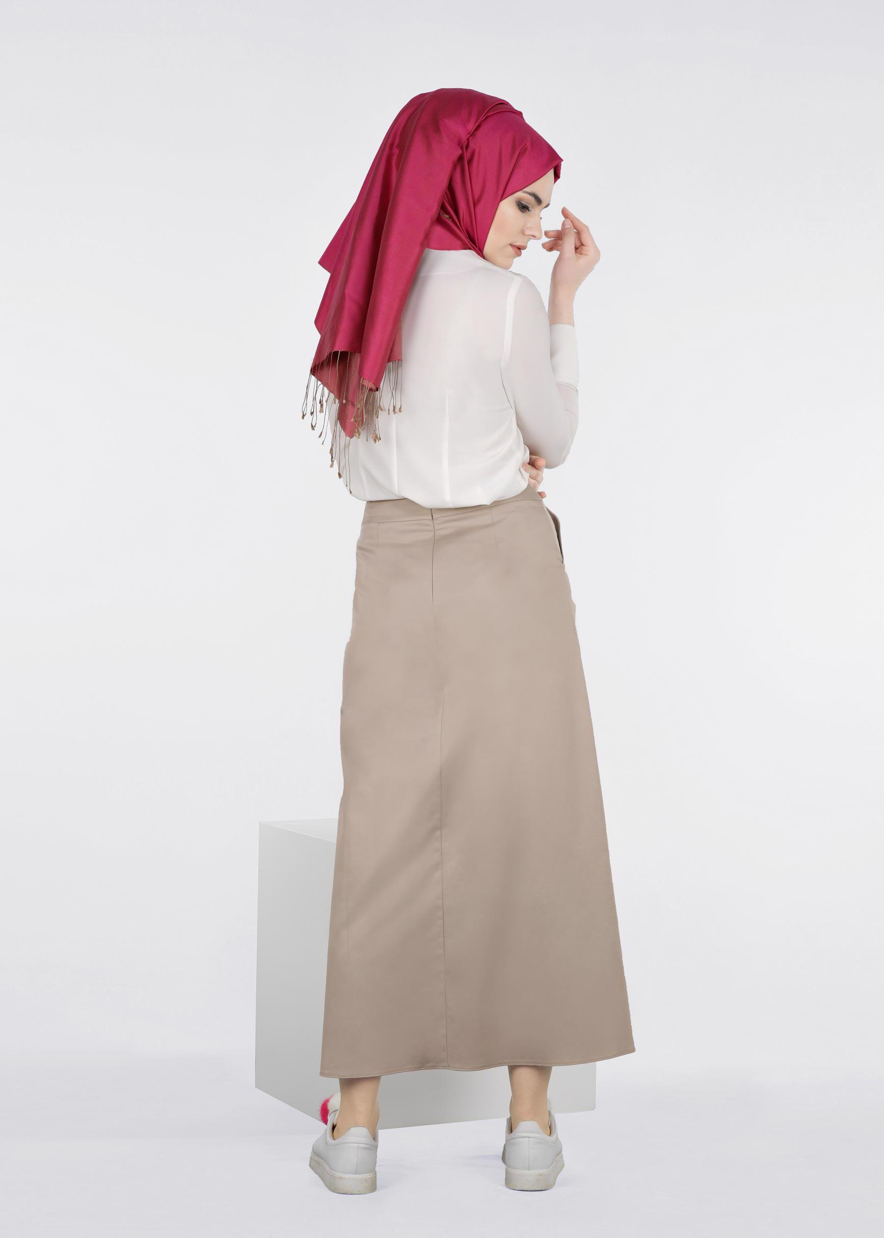 Tesettür giyim VİZON 6025 PEREN 15734 ETEK 38/46 TEK40