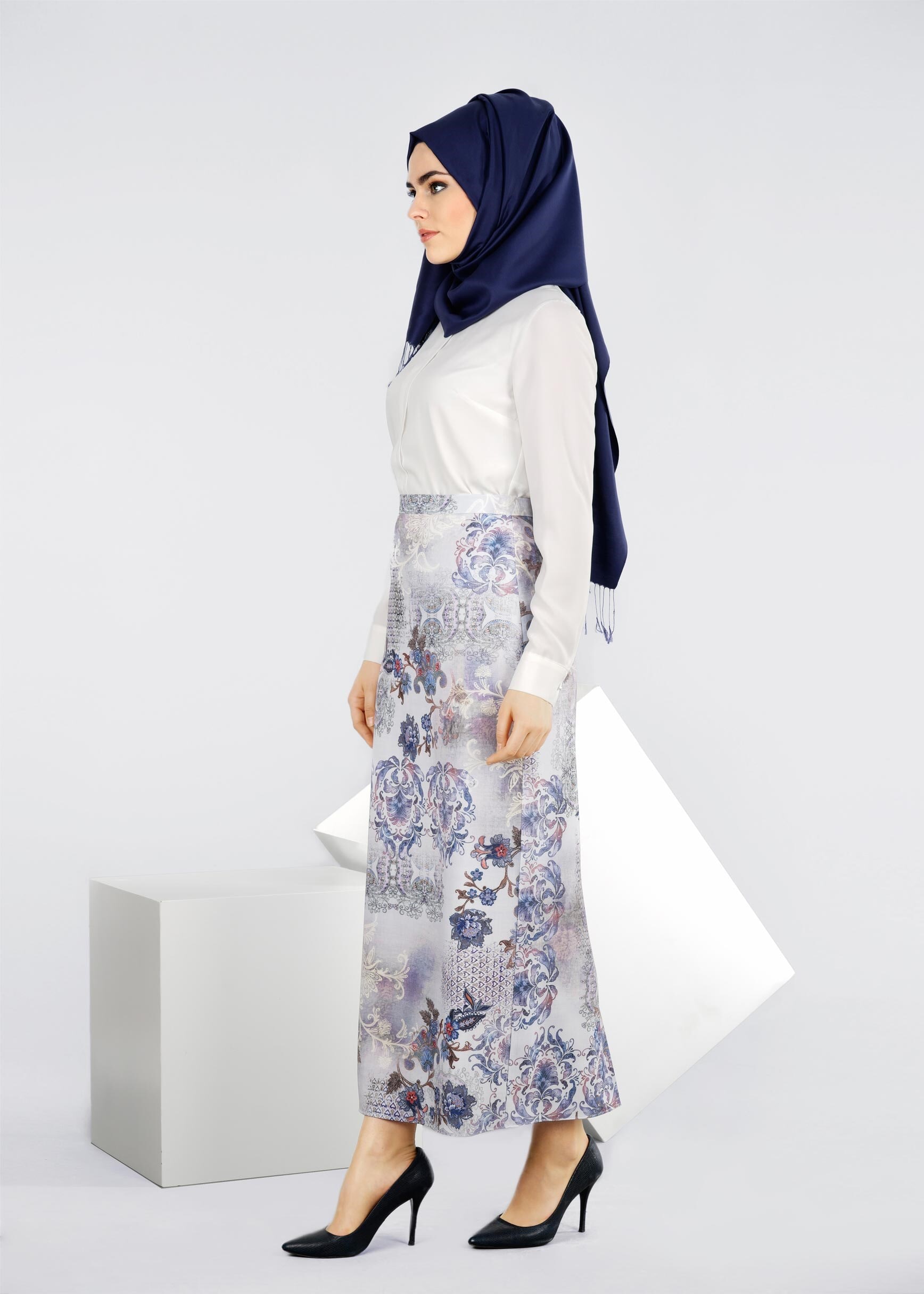 Tesettür giyim LACİVERT 6027 DOUBLE 9255 ETEK 38/46