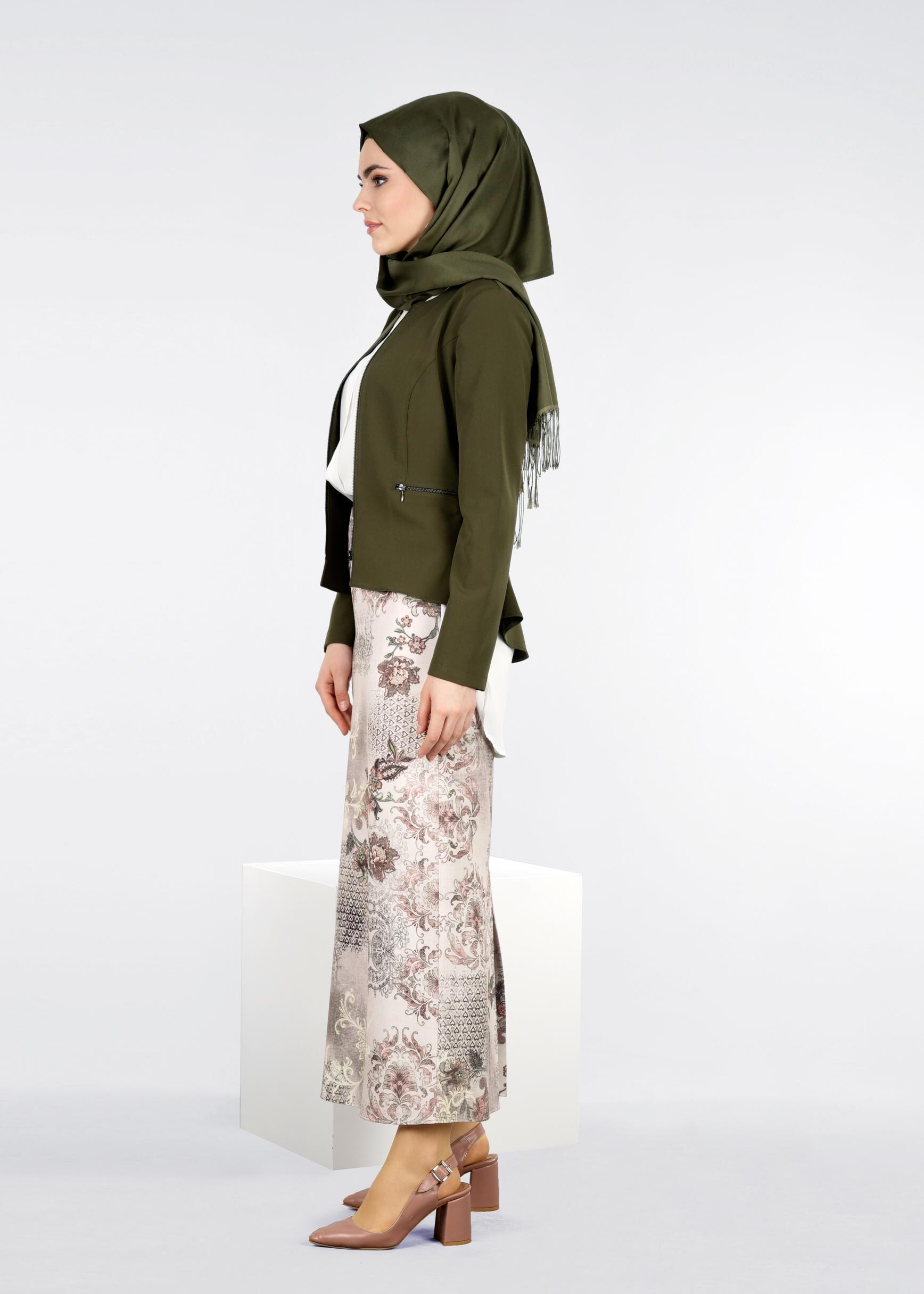 Tesettür giyim BEJ 6027 DOUBLE 9255 ETEK 38/46