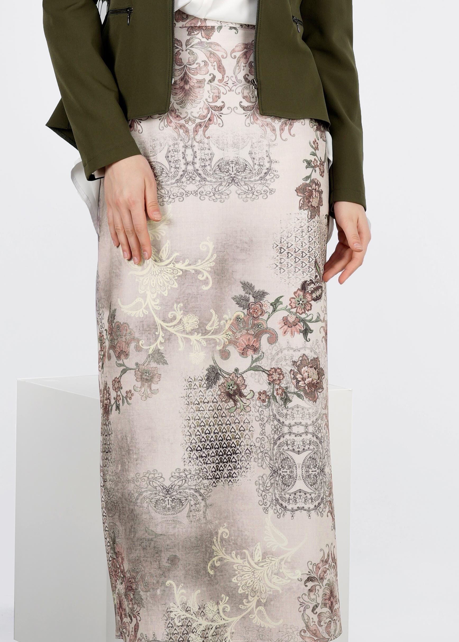 Tesettür giyim BEJ 6027 DOUBLE 9255 ETEK 38/46