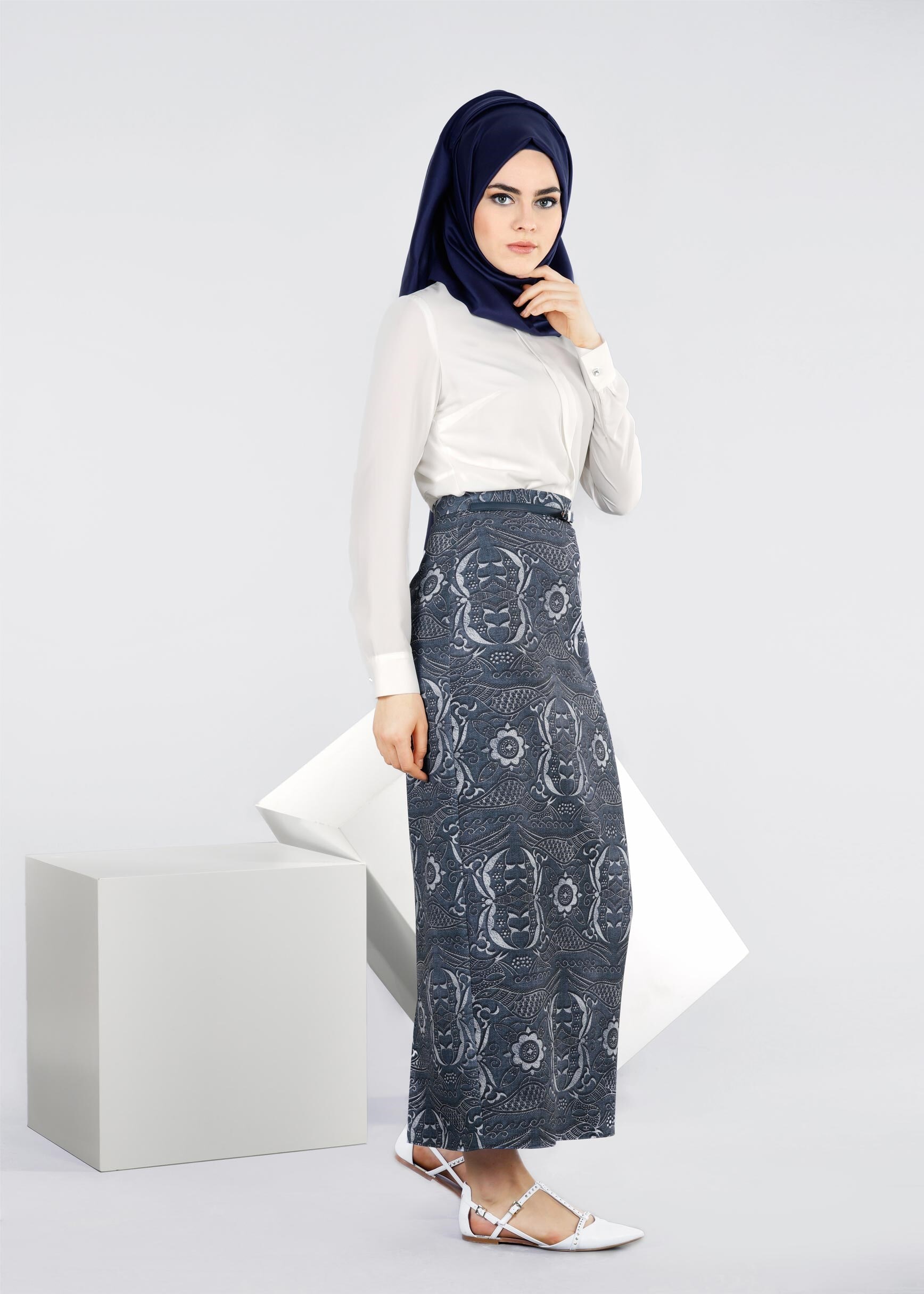 Tesettür giyim LACİVERT 6030 SEDEF 9845 ETEK 38/44