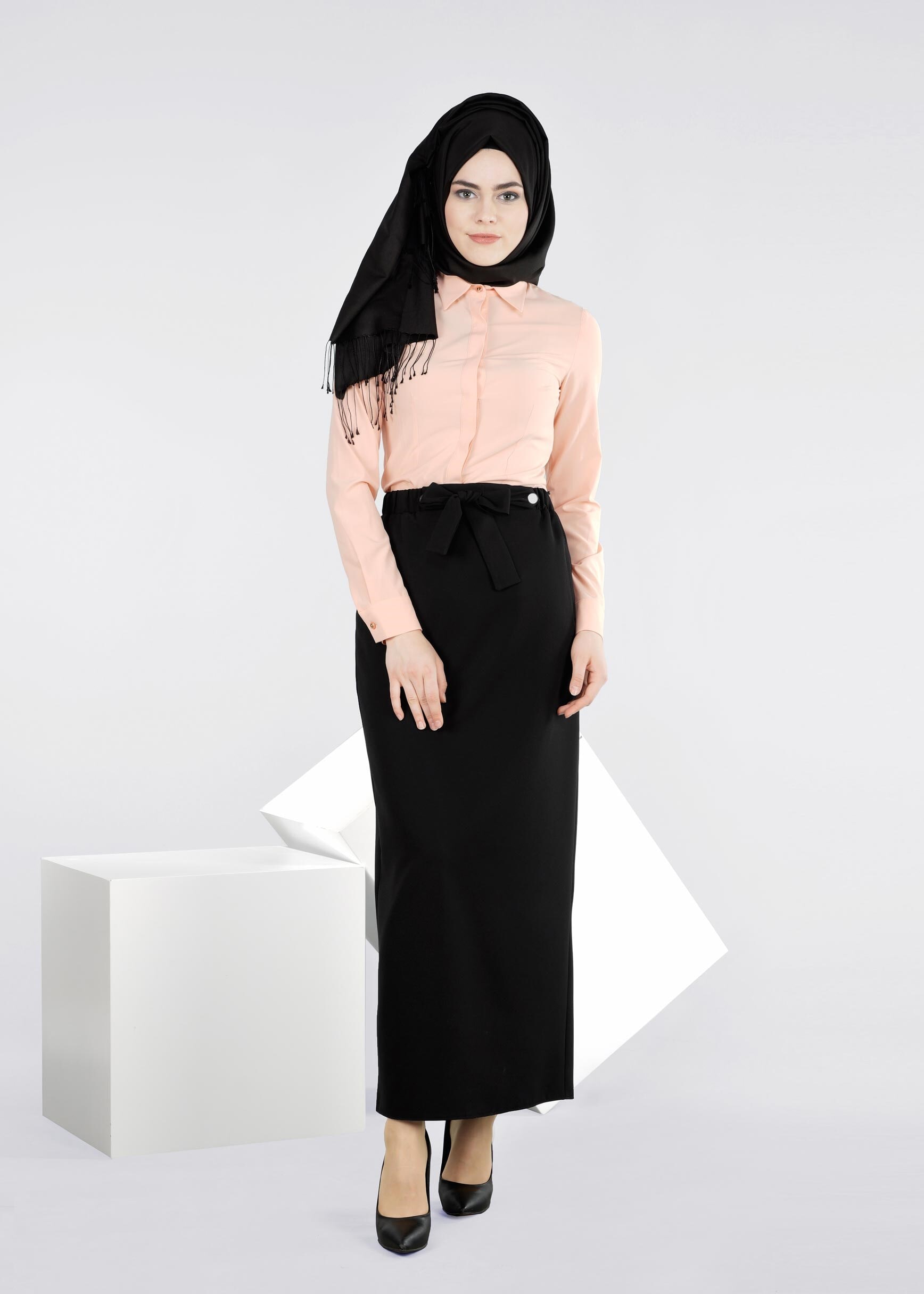 Tesettür giyim SİYAH 6032 ZADE ETEK 38/44