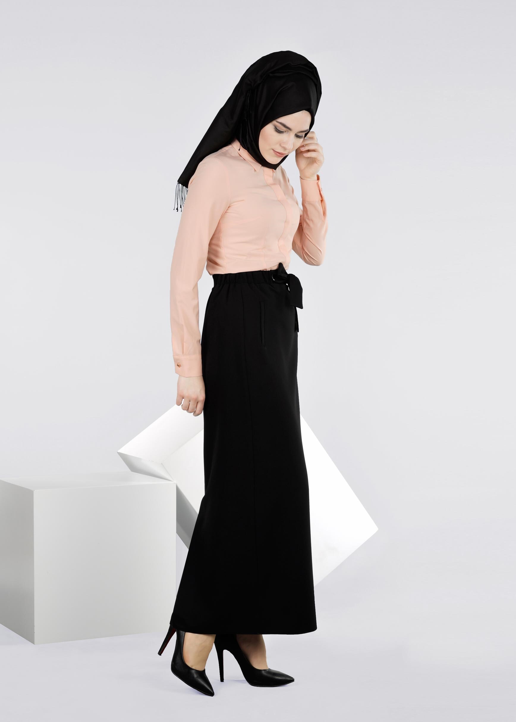 Tesettür giyim SİYAH 6032 ZADE ETEK 38/44