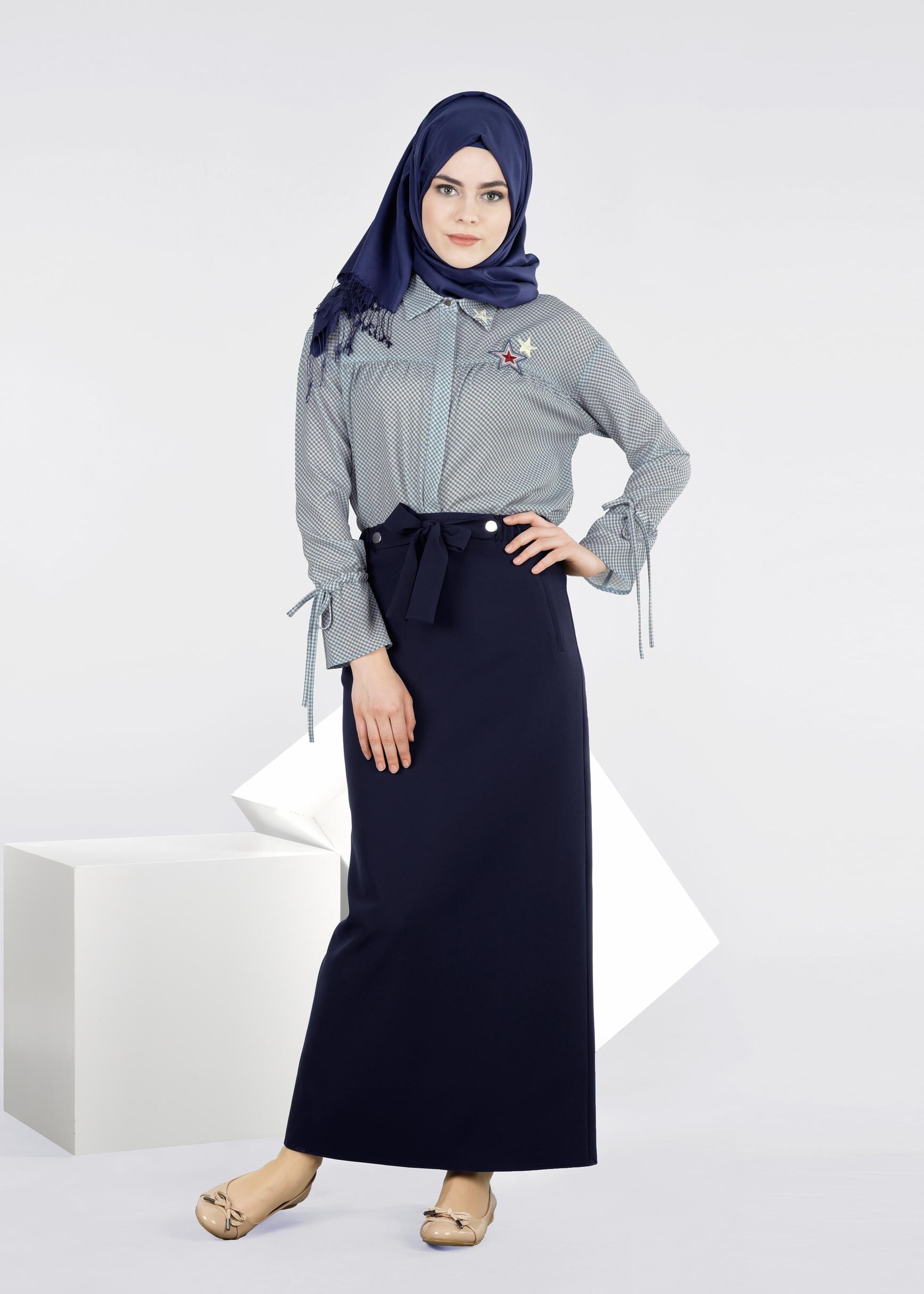 Tesettür giyim LACİVERT 6032 ZADE ETEK 38/44