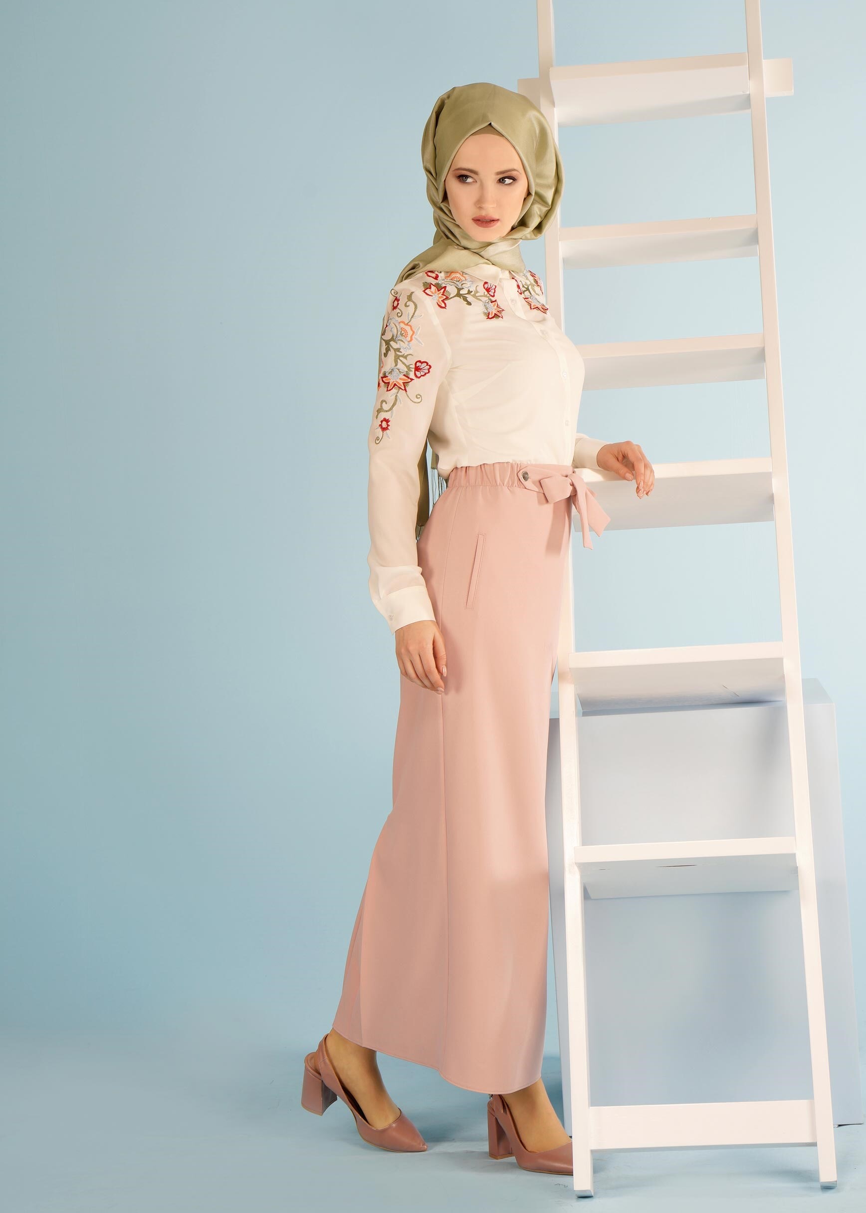 Tesettür giyim PUDRA 6032 ZADE ETEK 38/44