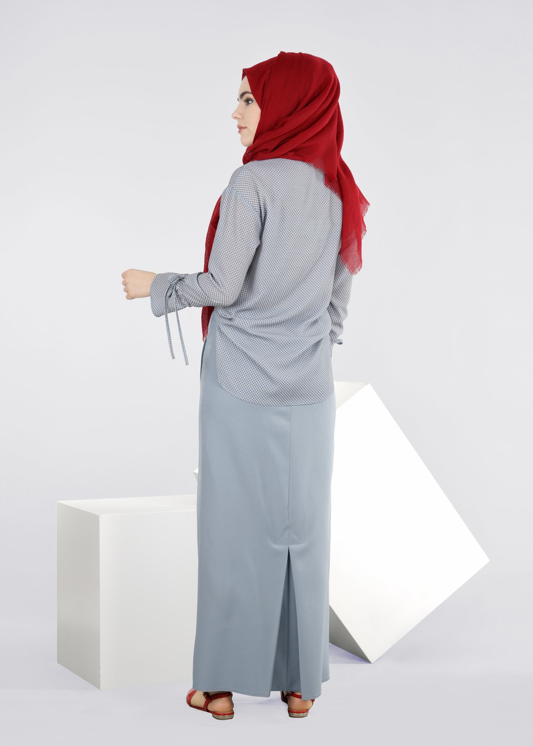 Tesettür giyim MAVİ 6032 ZADE ETEK 38/44