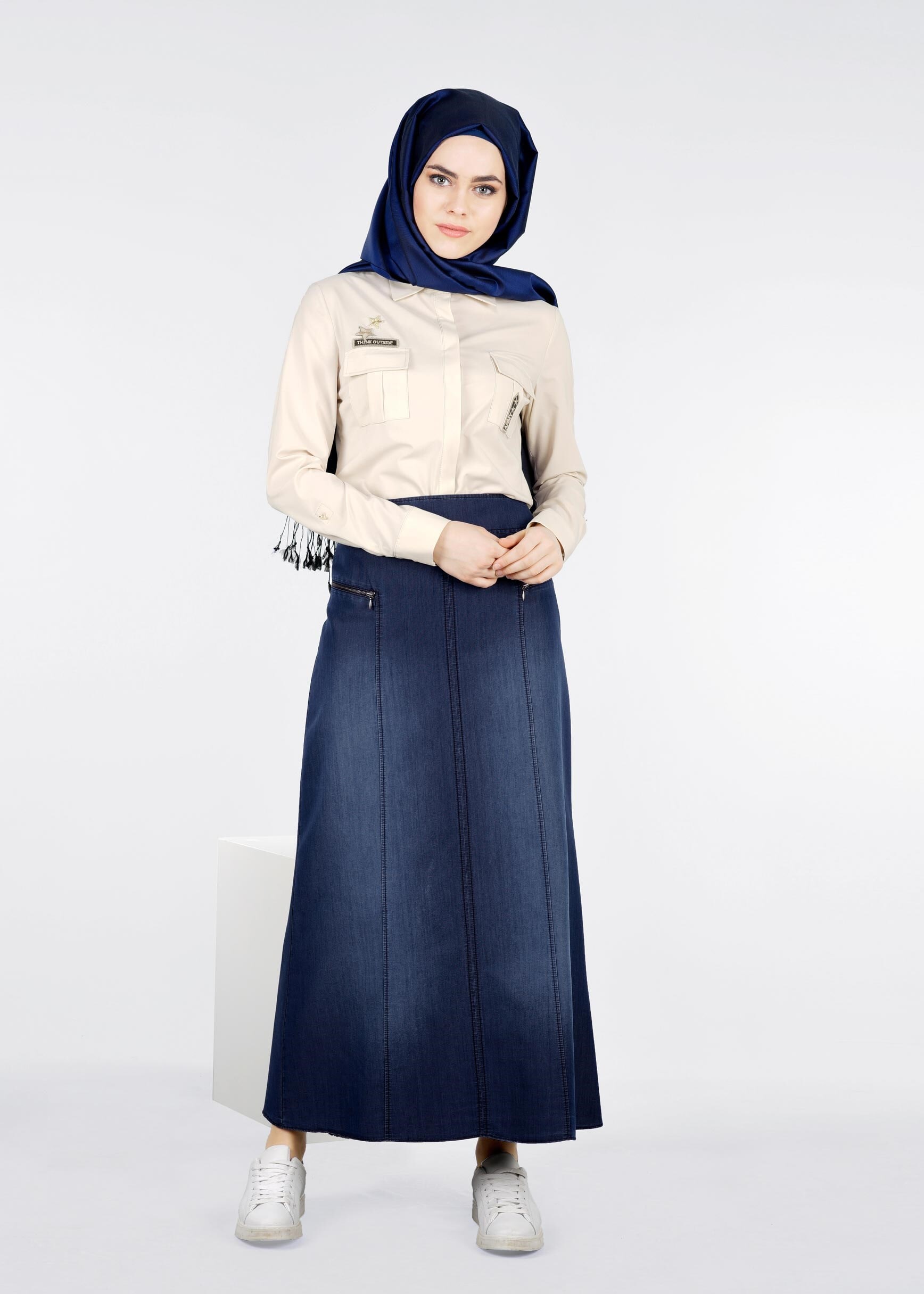 Tesettür giyim LACİVERT 6033 DALLAS ETEK 40/48