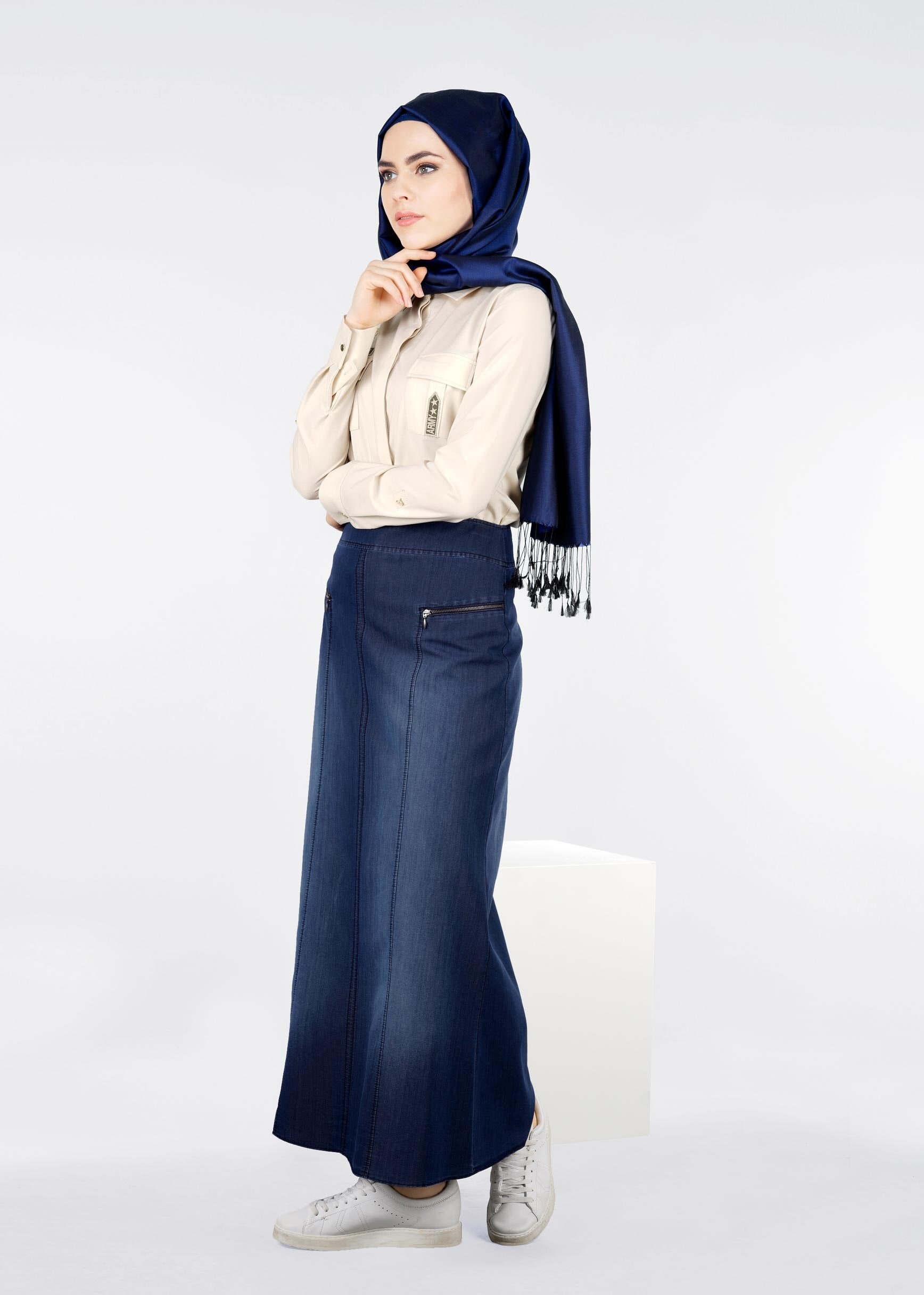 Tesettür giyim LACİVERT 6033 DALLAS ETEK 40/48