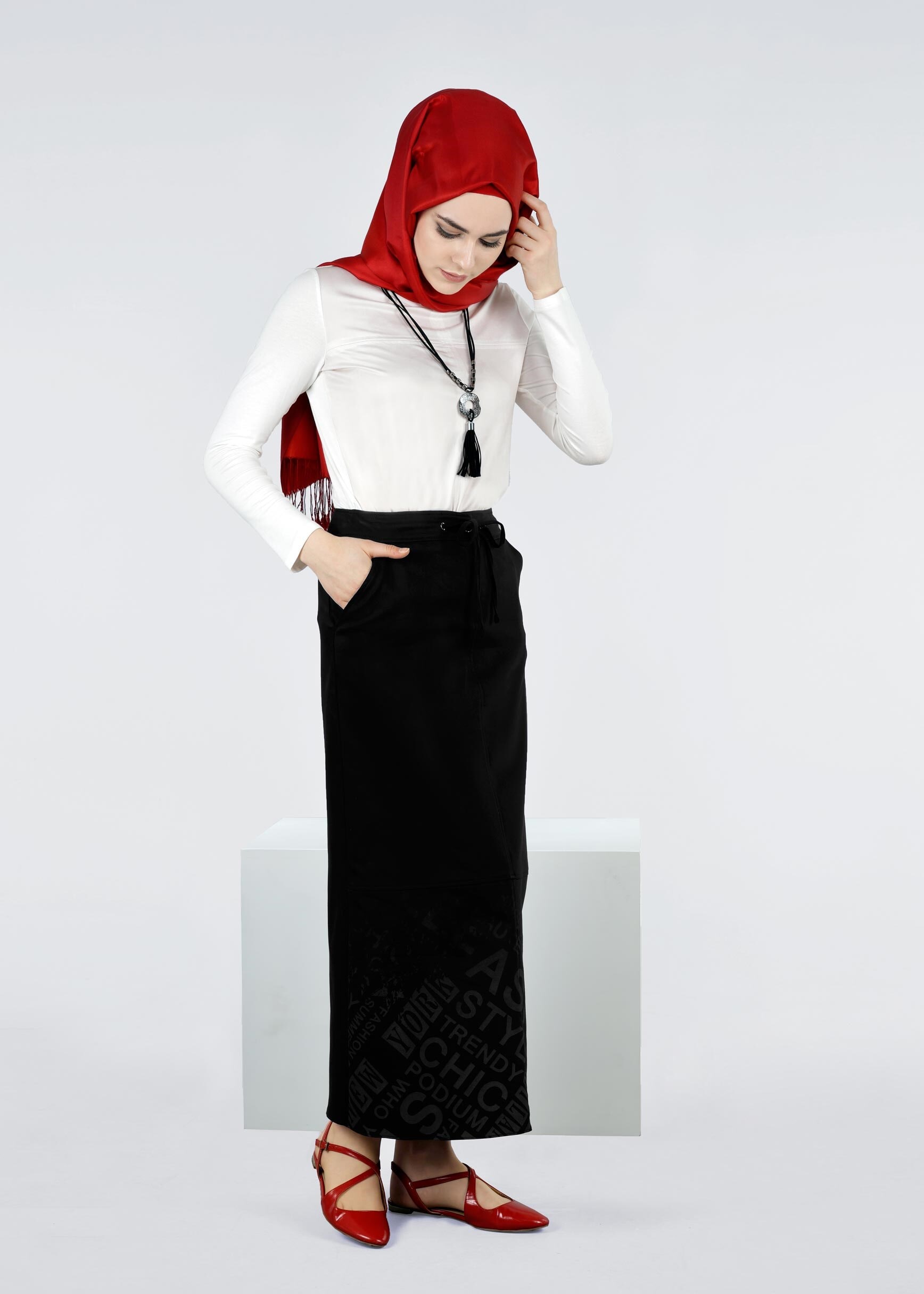 Tesettür giyim SİYAH 6034 17374 ETEK 36/44 TEK40