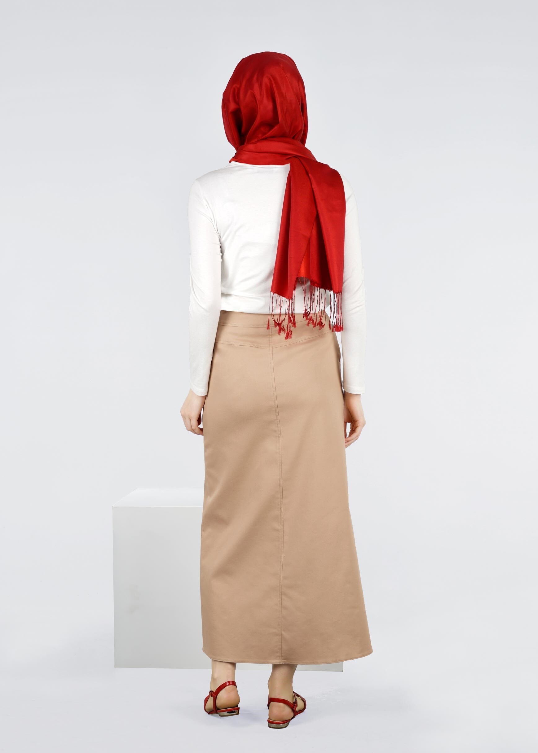 Tesettür giyim KAHVE 6034 17374 ETEK 36/44 TEK40