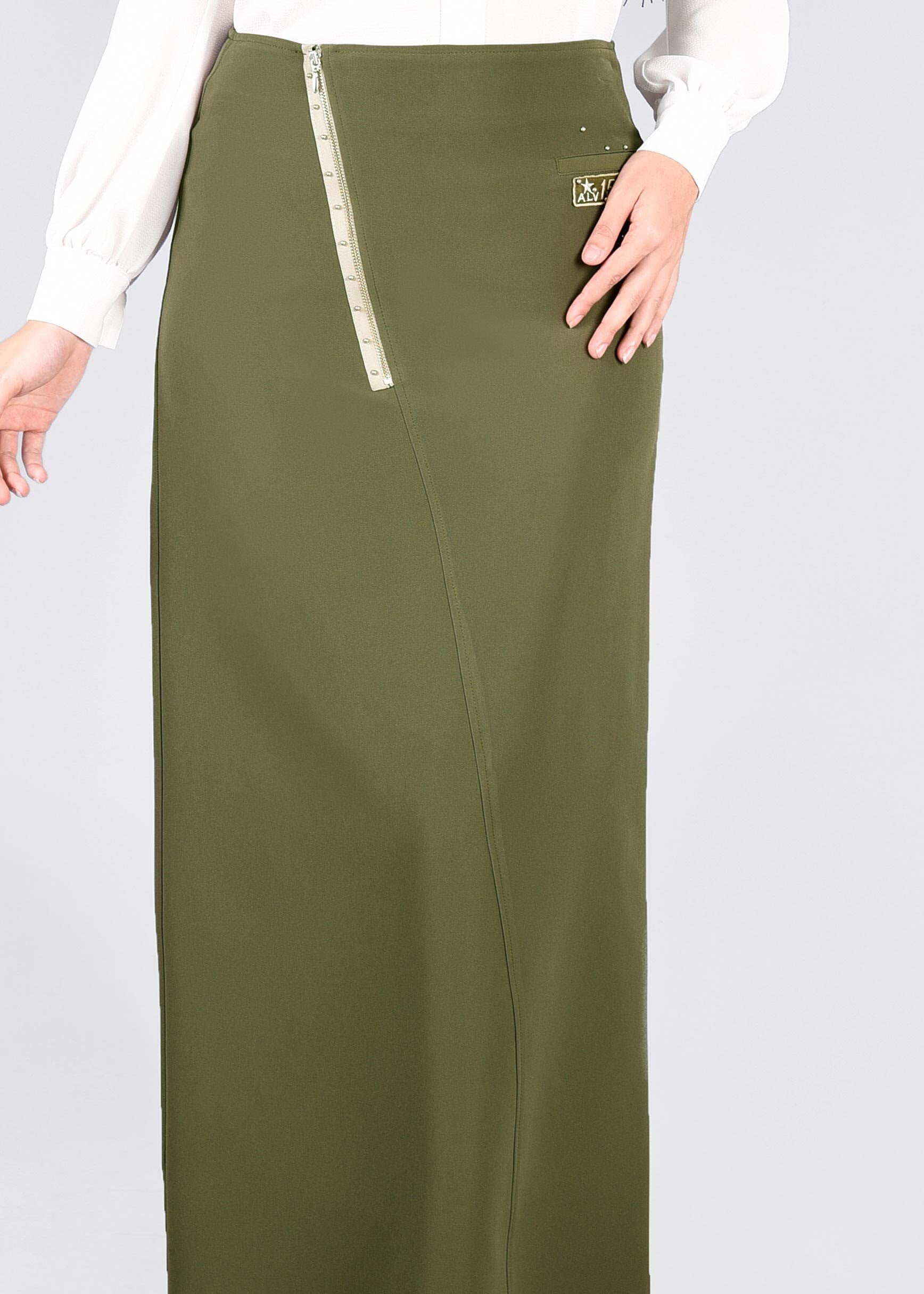 Tesettür giyim HAKİ 6035 RENGİN 55557 ETEK 38/46