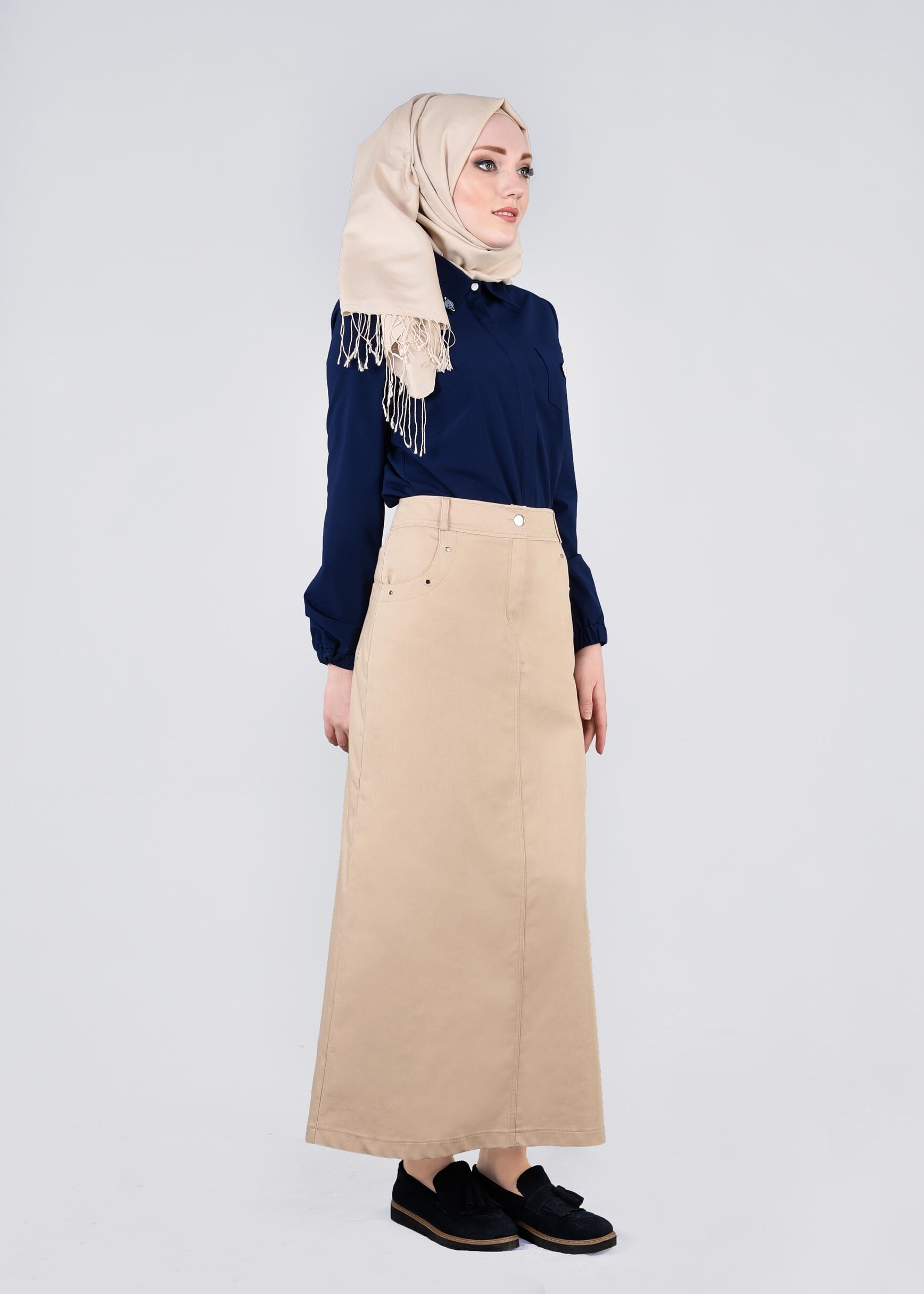 Tesettür giyim BEJ 6036 17374 ETEK 38/46 TEK40