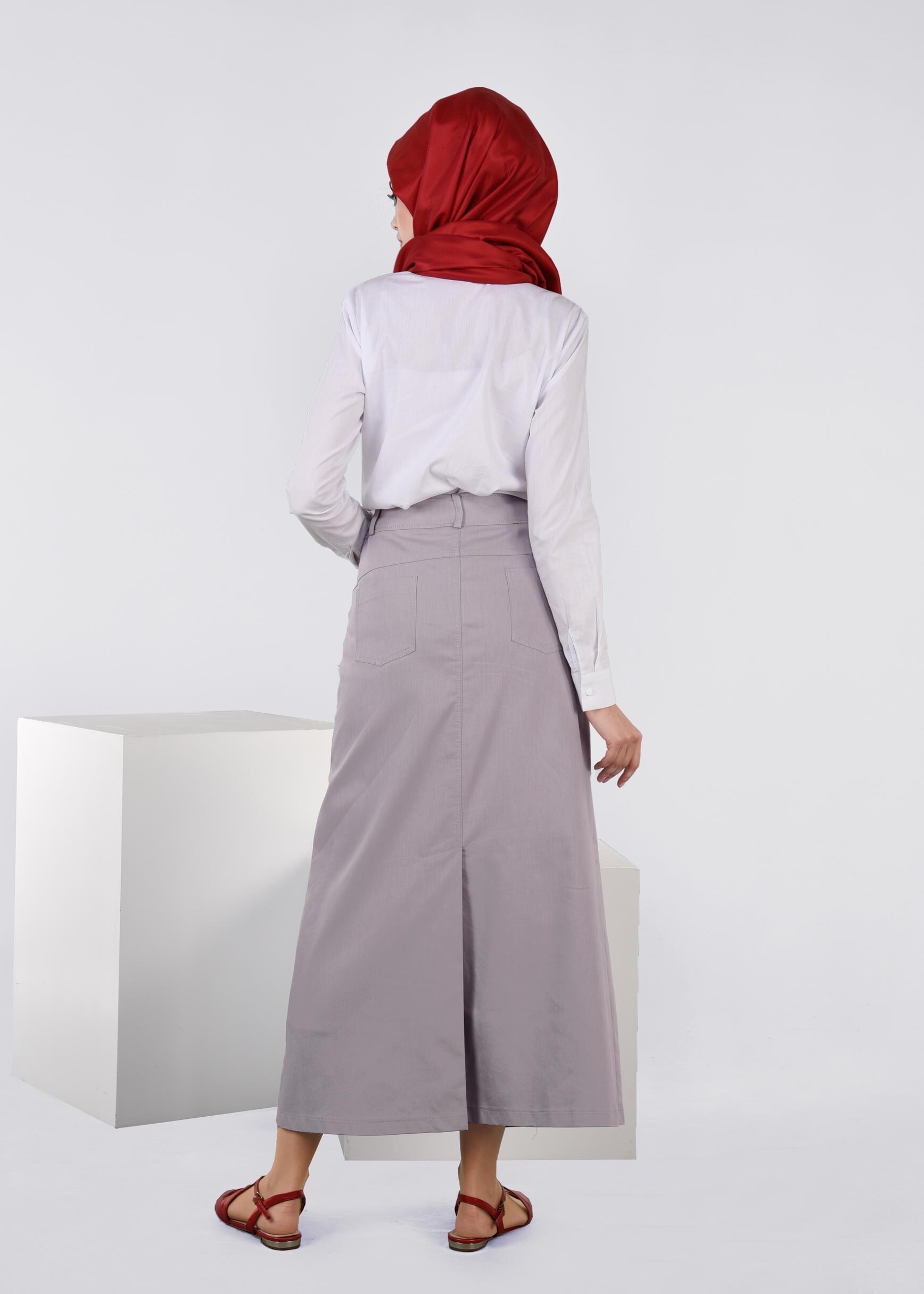 Tesettür giyim GRİ 6036 17374 ETEK 38/46 TEK40