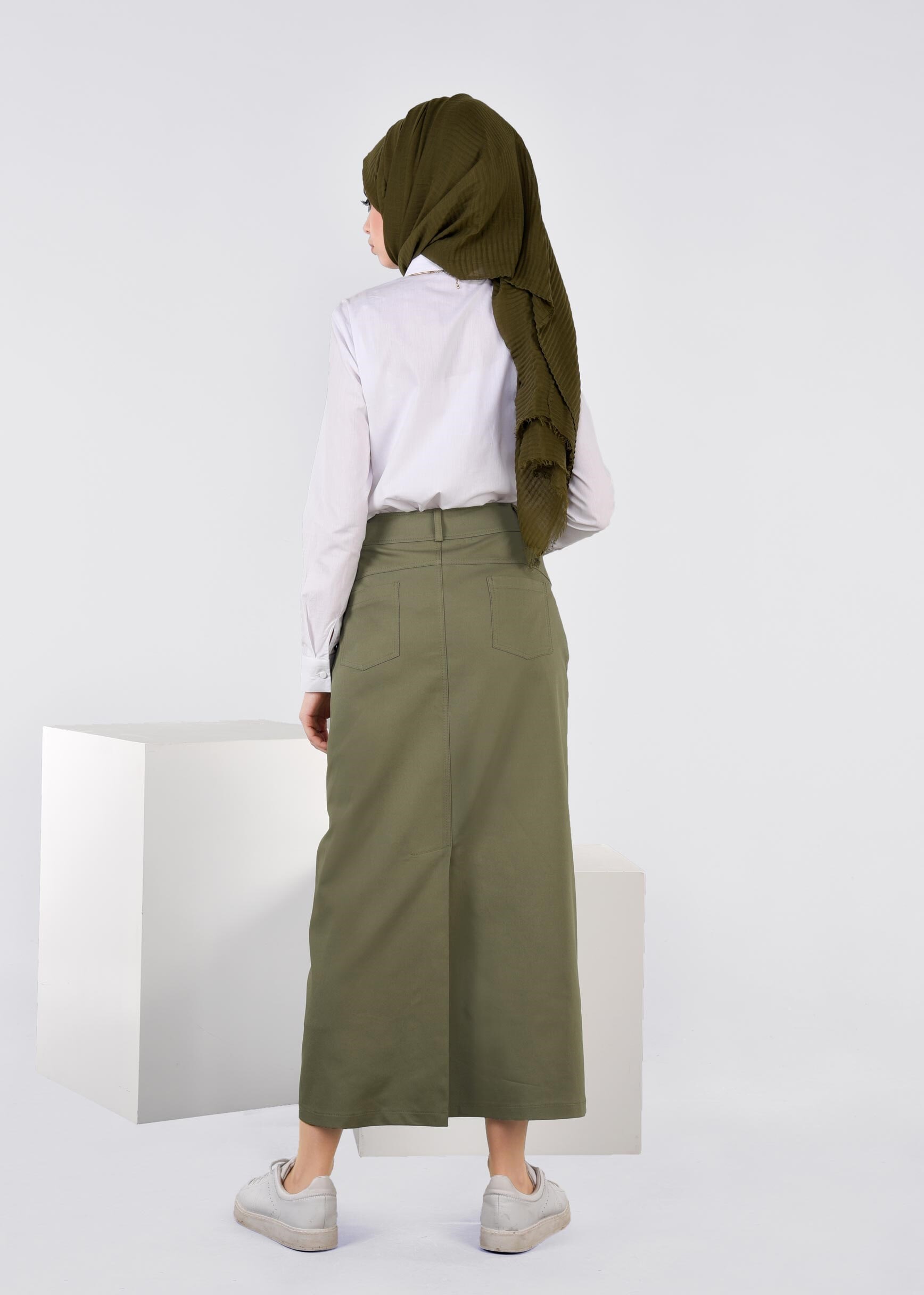 Tesettür giyim HAKİ 6036 17374 ETEK 38/46 TEK40