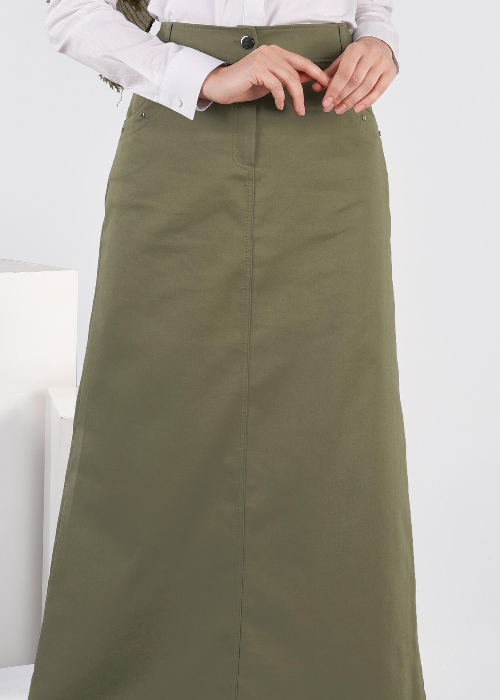 Tesettür giyim HAKİ 6036 17374 ETEK 38/46 TEK40