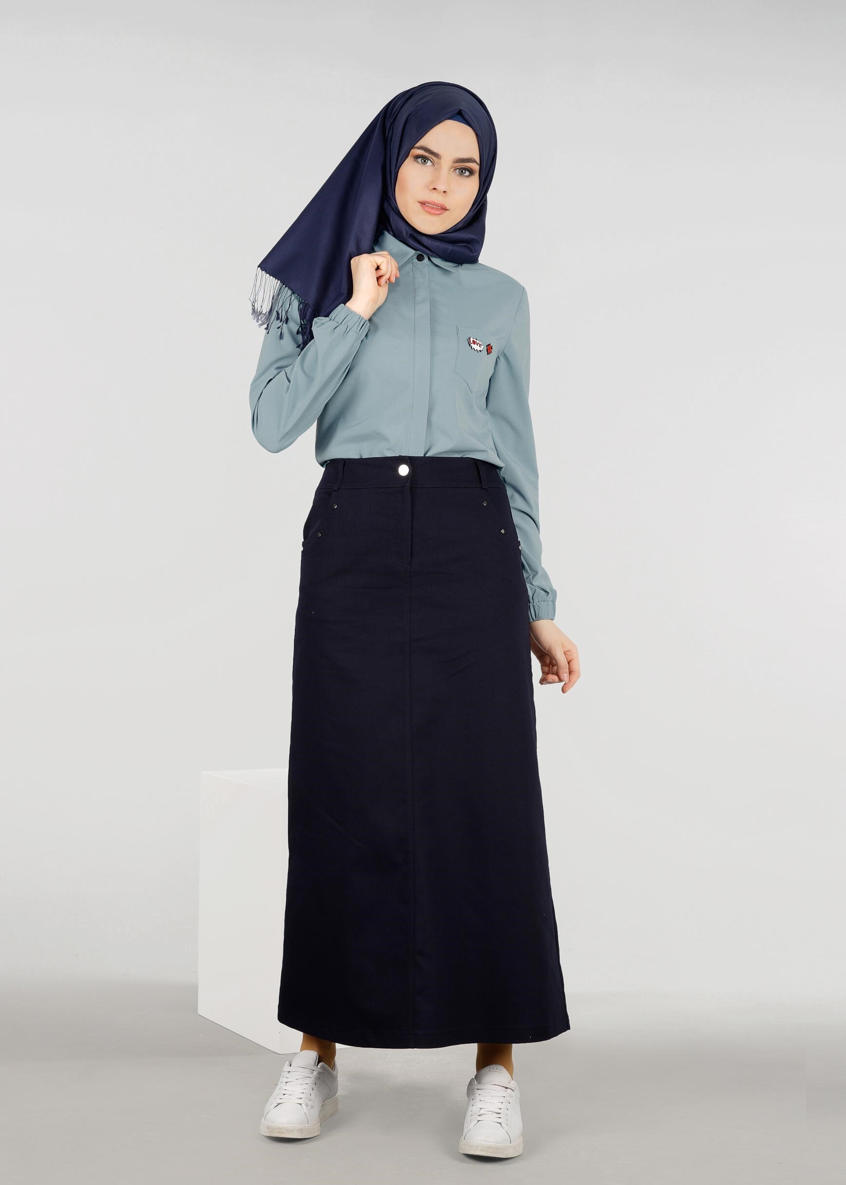 Tesettür giyim LACİVERT 6036 17374 ETEK 38/46 TEK40