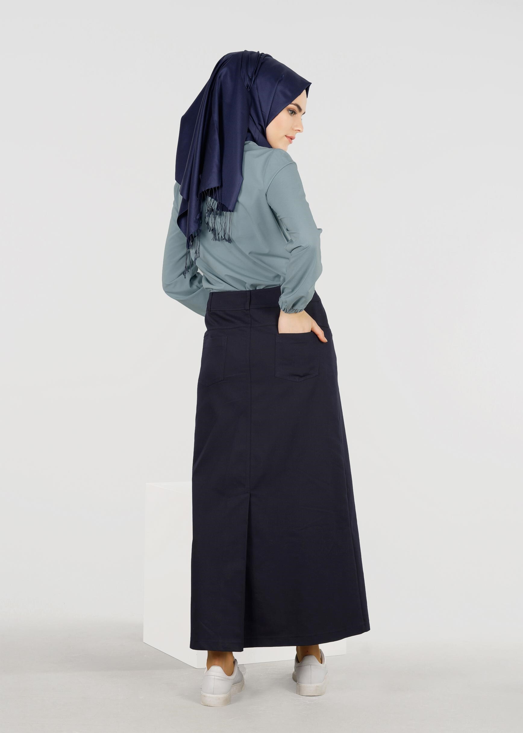 Tesettür giyim LACİVERT 6036 17374 ETEK 38/46 TEK40