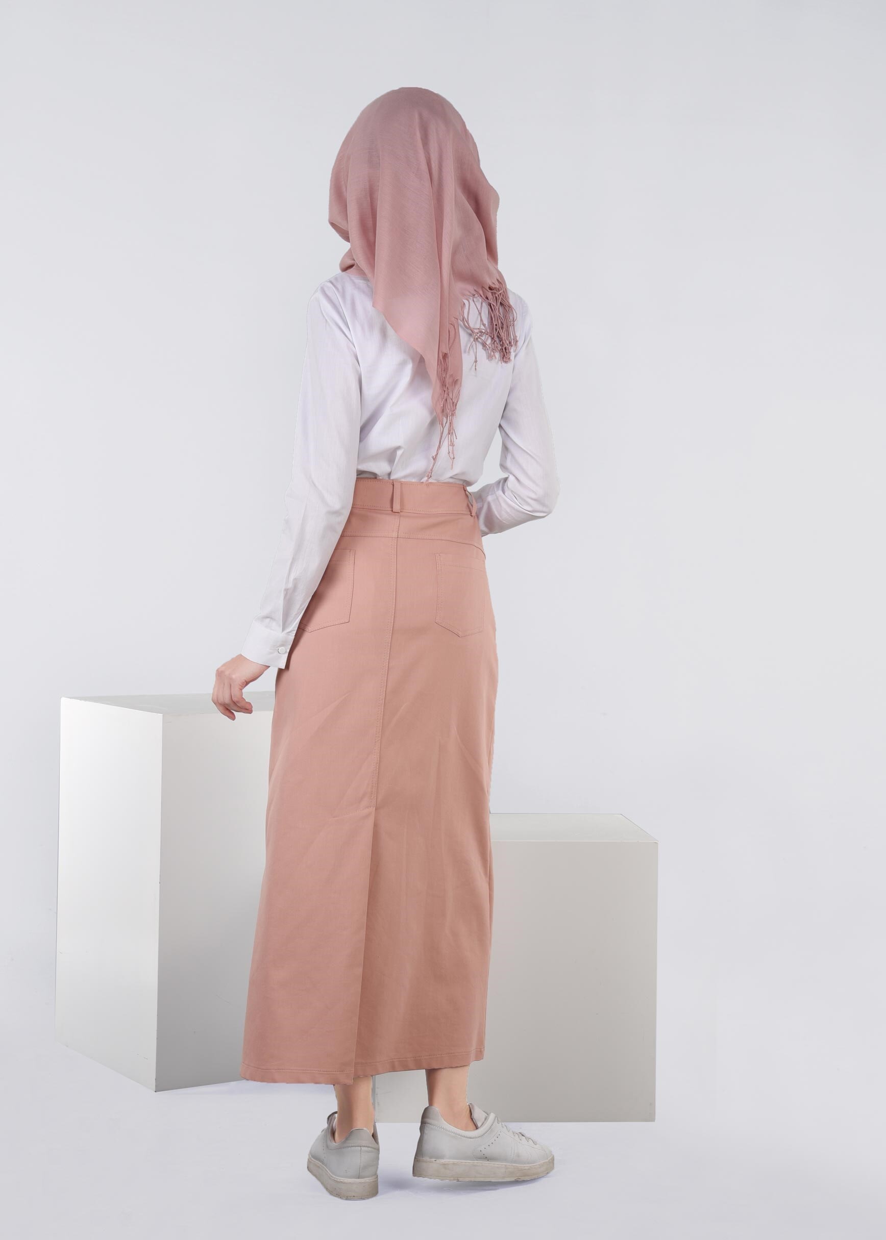 Tesettür giyim PUDRA 6036 17374 ETEK 38/46 TEK40