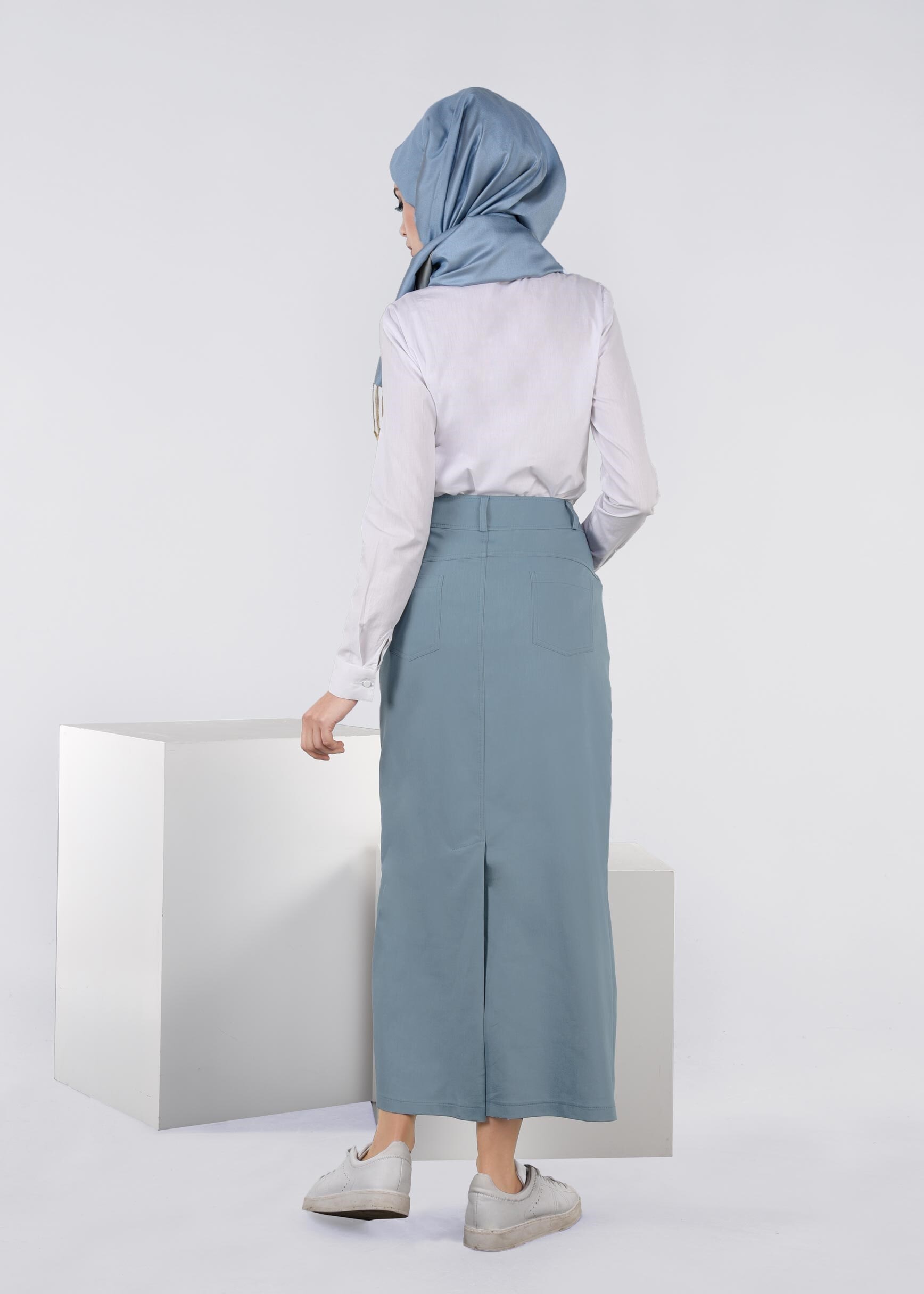 Tesettür giyim MAVİ 6036 17374 ETEK 38/46 TEK40