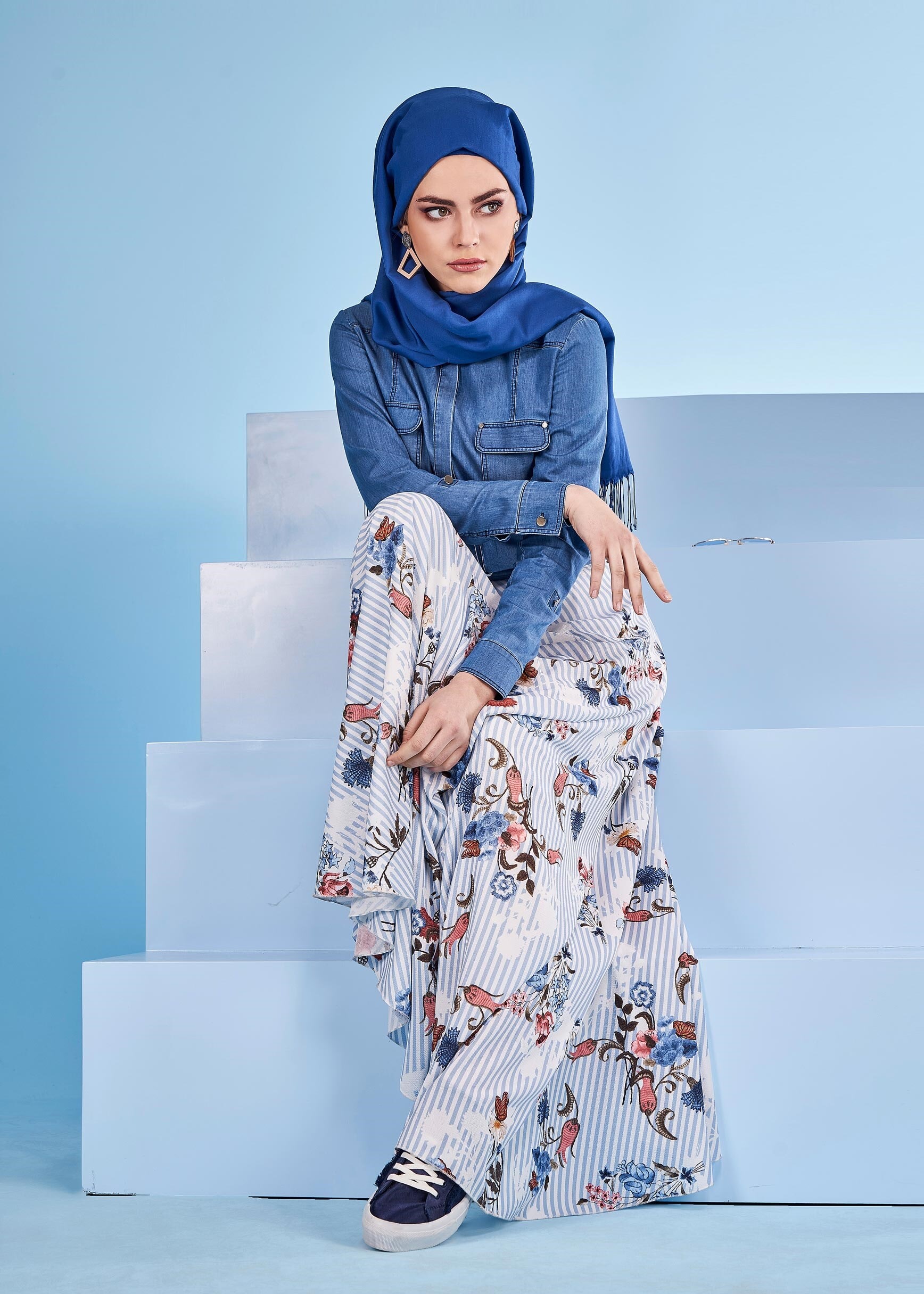 Tesettür giyim MAVİ 6037 KOBE 301010 ETEK 38/44