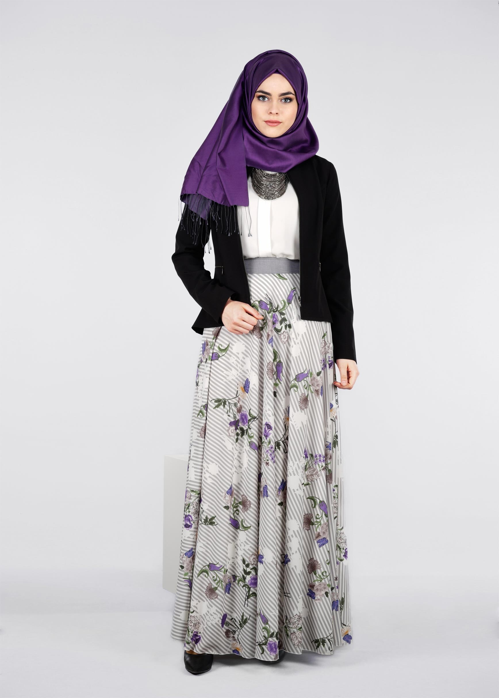 Tesettür giyim GRİ 6037 KOBE 301010 ETEK 38/44