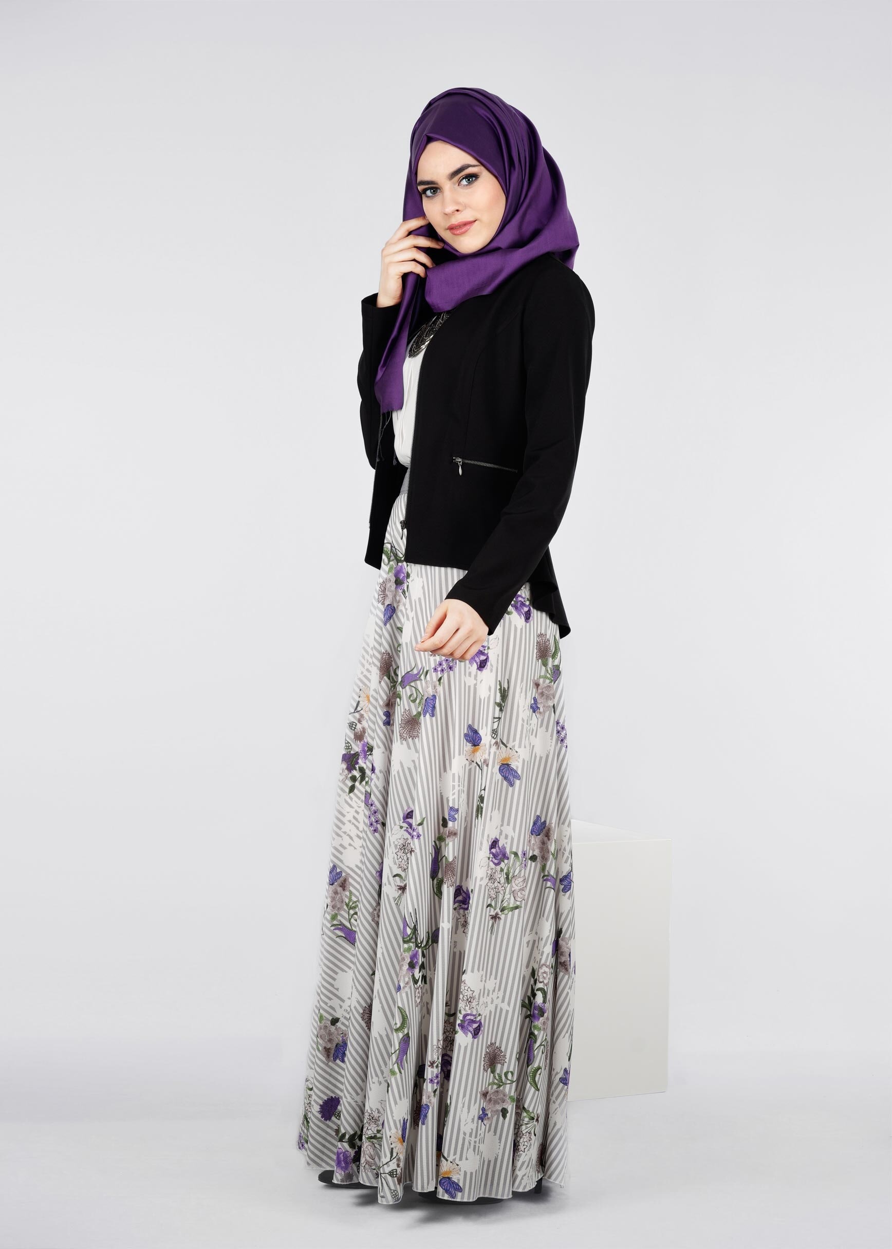 Tesettür giyim GRİ 6037 KOBE 301010 ETEK 38/44