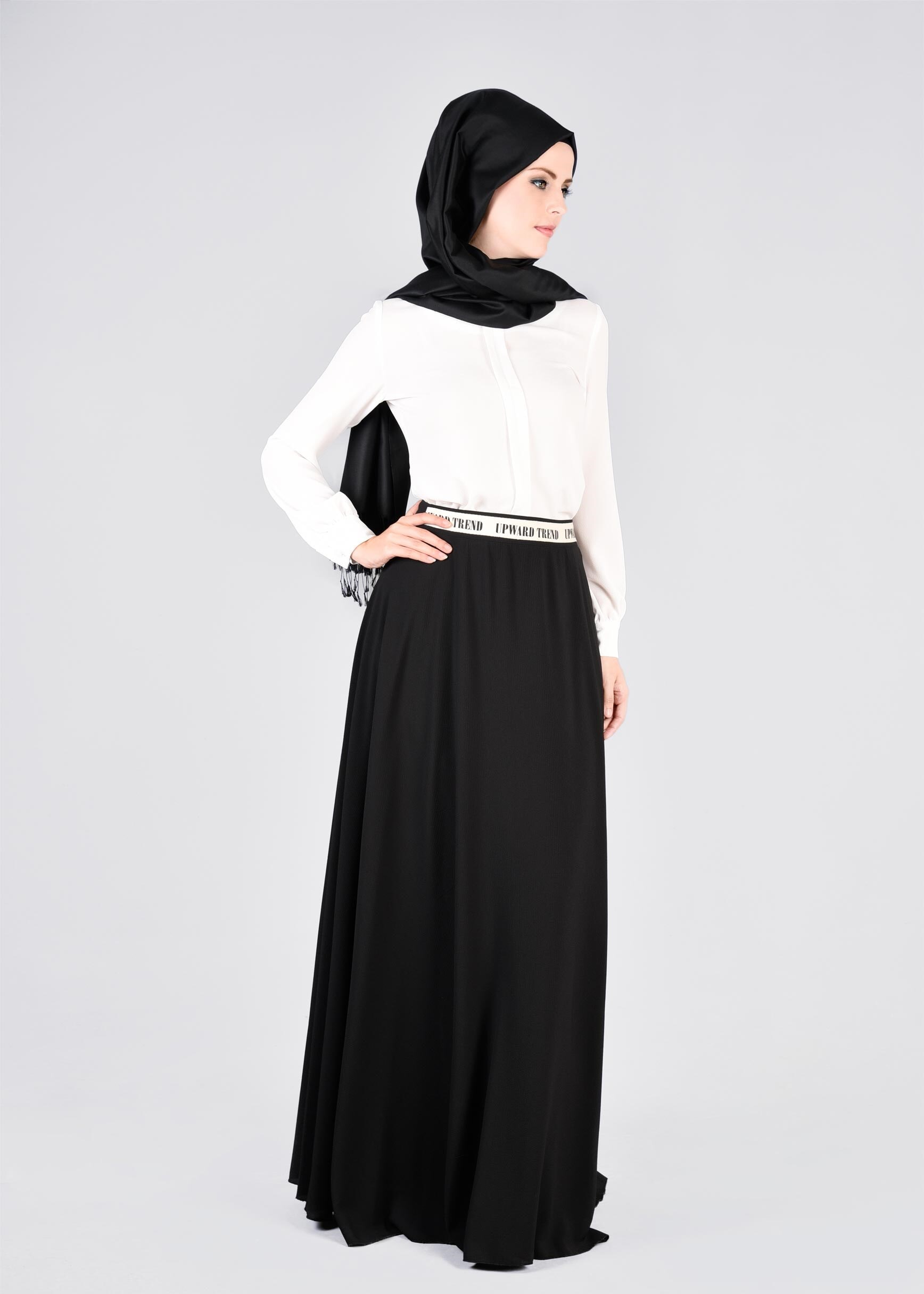 Tesettür giyim SİYAH 6039 NİŞANTAŞI ETEK 36/44 TEK38