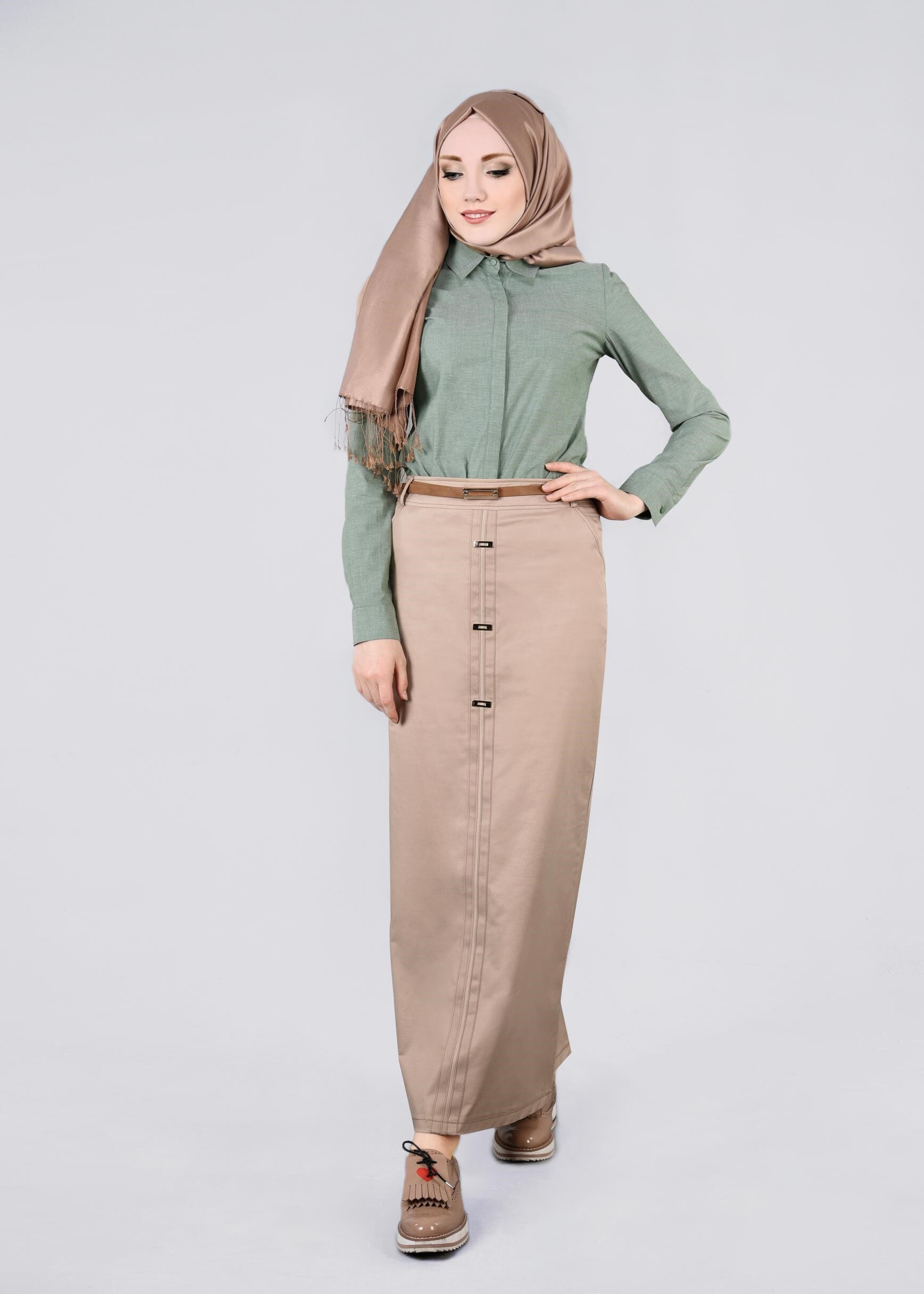 Tesettür giyim BEJ 6040 FELİX 15336 ETEK 38/46 TEK40