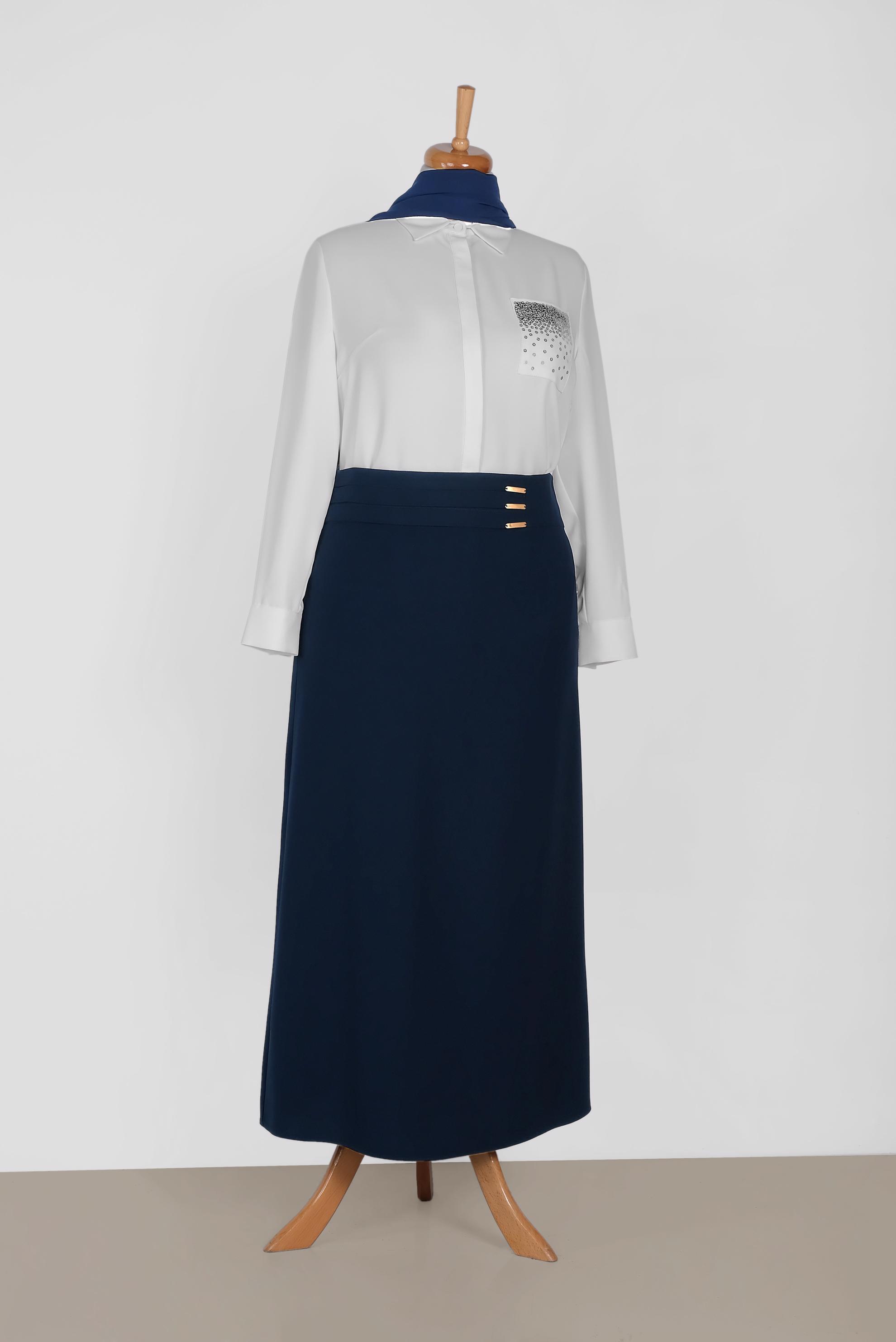 Tesettür giyim LACİVERT 6042 MOST CREP ETEK 44/52 TEK42