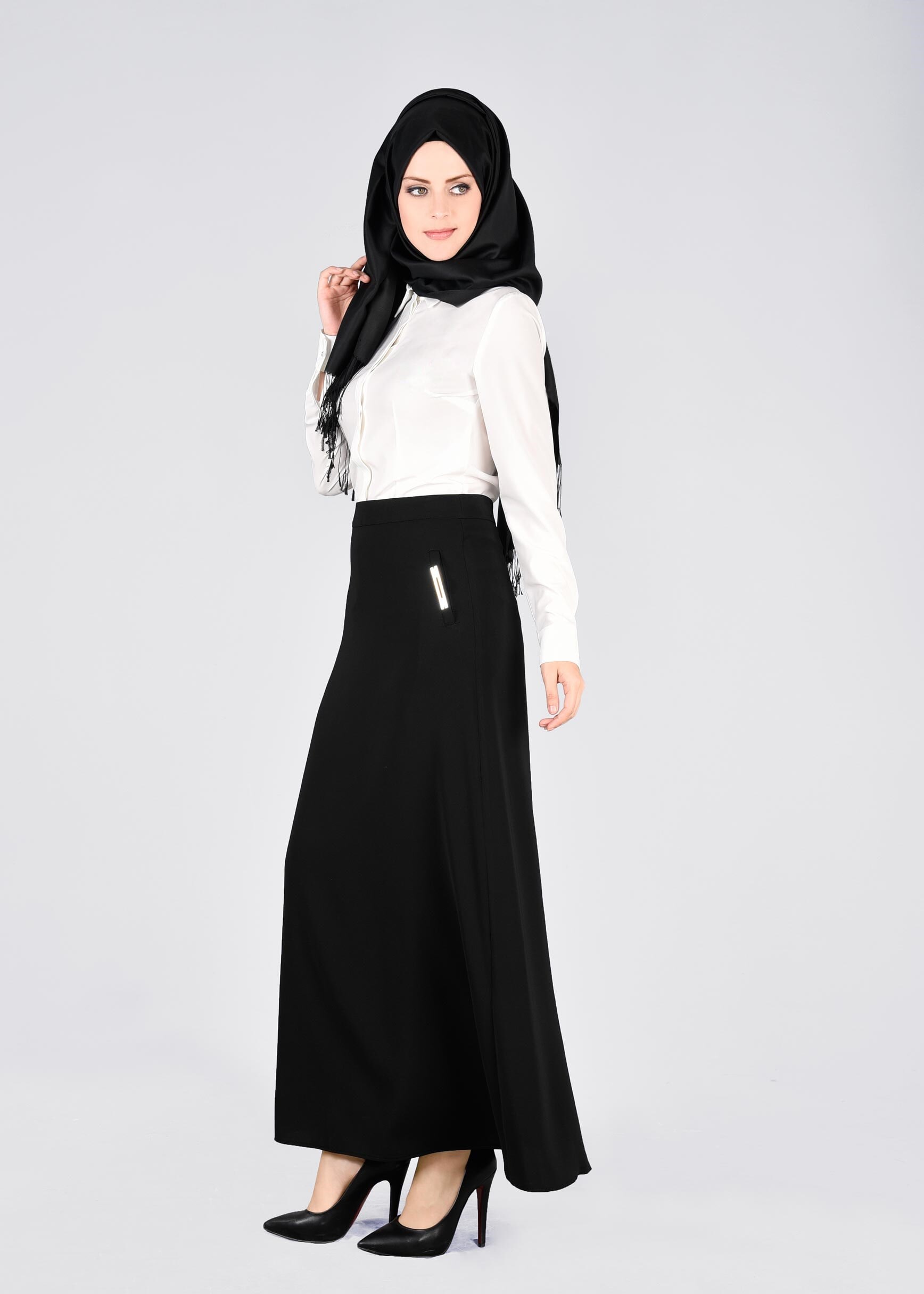 Tesettür giyim SİYAH 6044 MYPOLL ETEK 38/46 TEK40