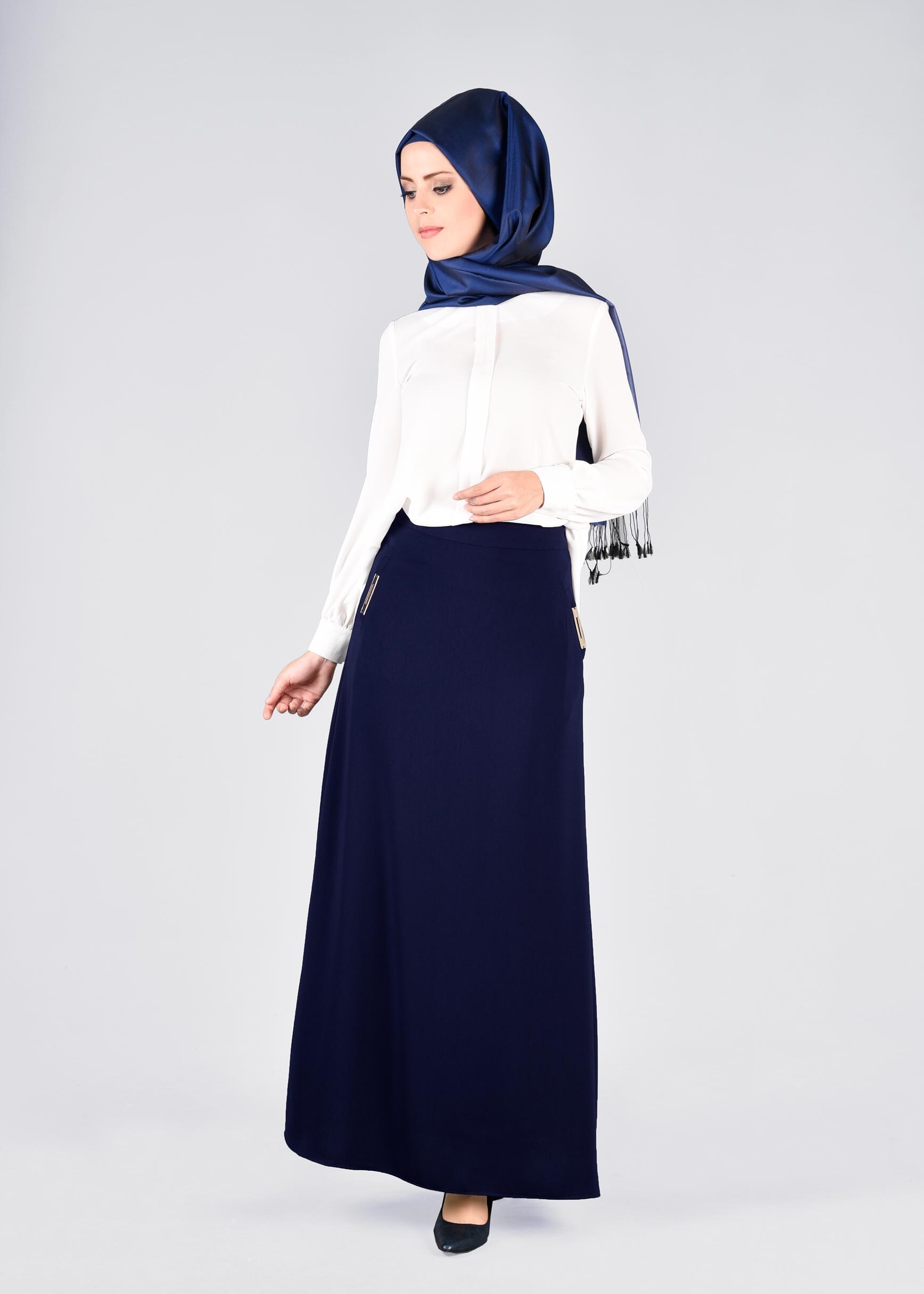 Tesettür giyim LACİVERT 6044 MYPOLL ETEK 38/46 TEK40