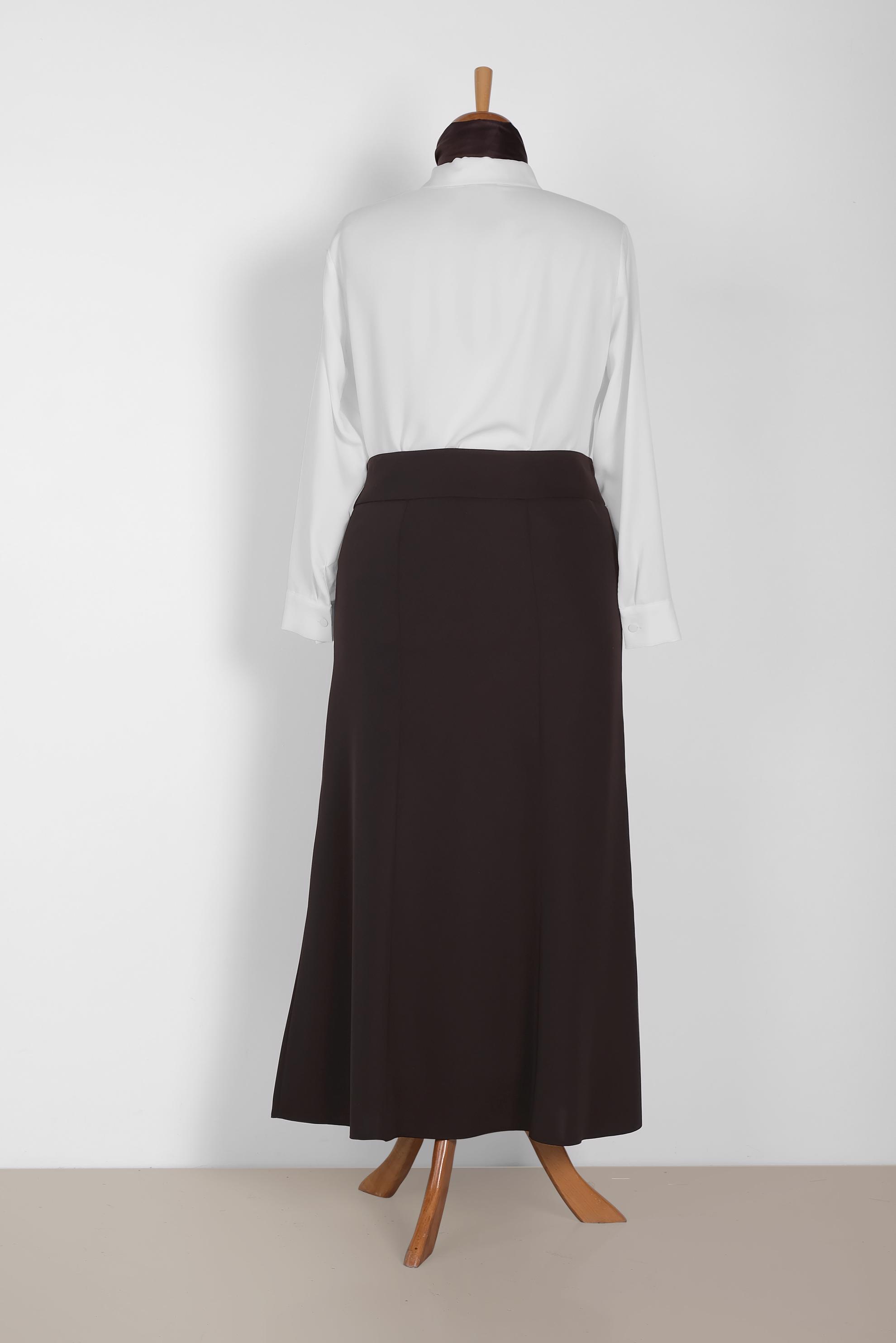 Tesettür giyim KAHVE 6046 ELİTE 11620 ETEK 44/52 TEK42