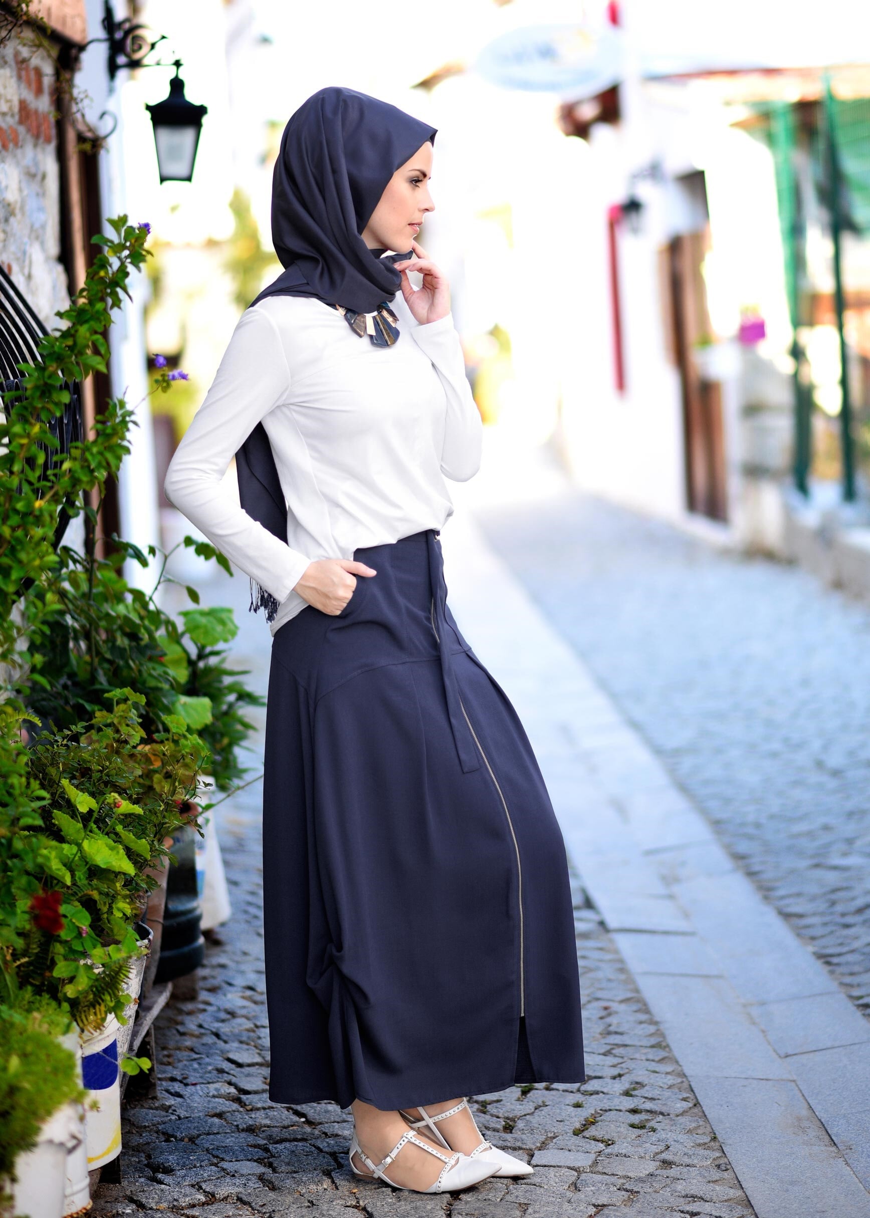 Tesettür giyim LACİVERT 6049 7785 ETEK 36/44