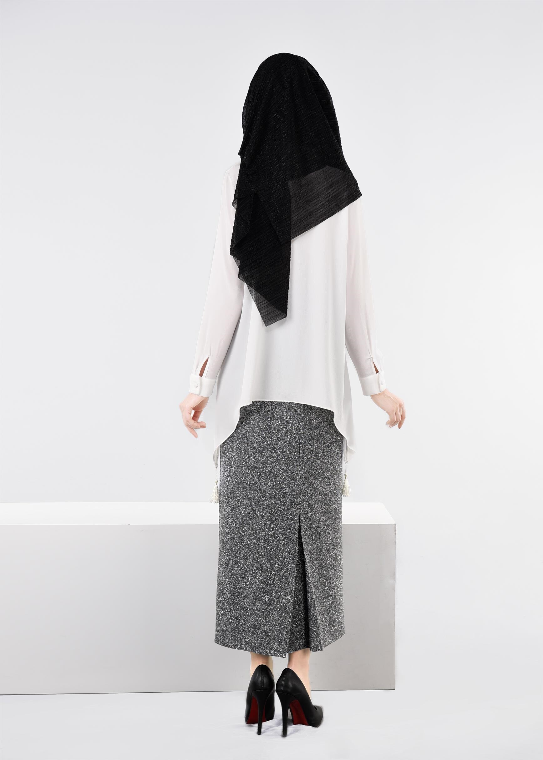 Tesettür giyim SİYAH 6053 SİM STİL ETEK 38/46