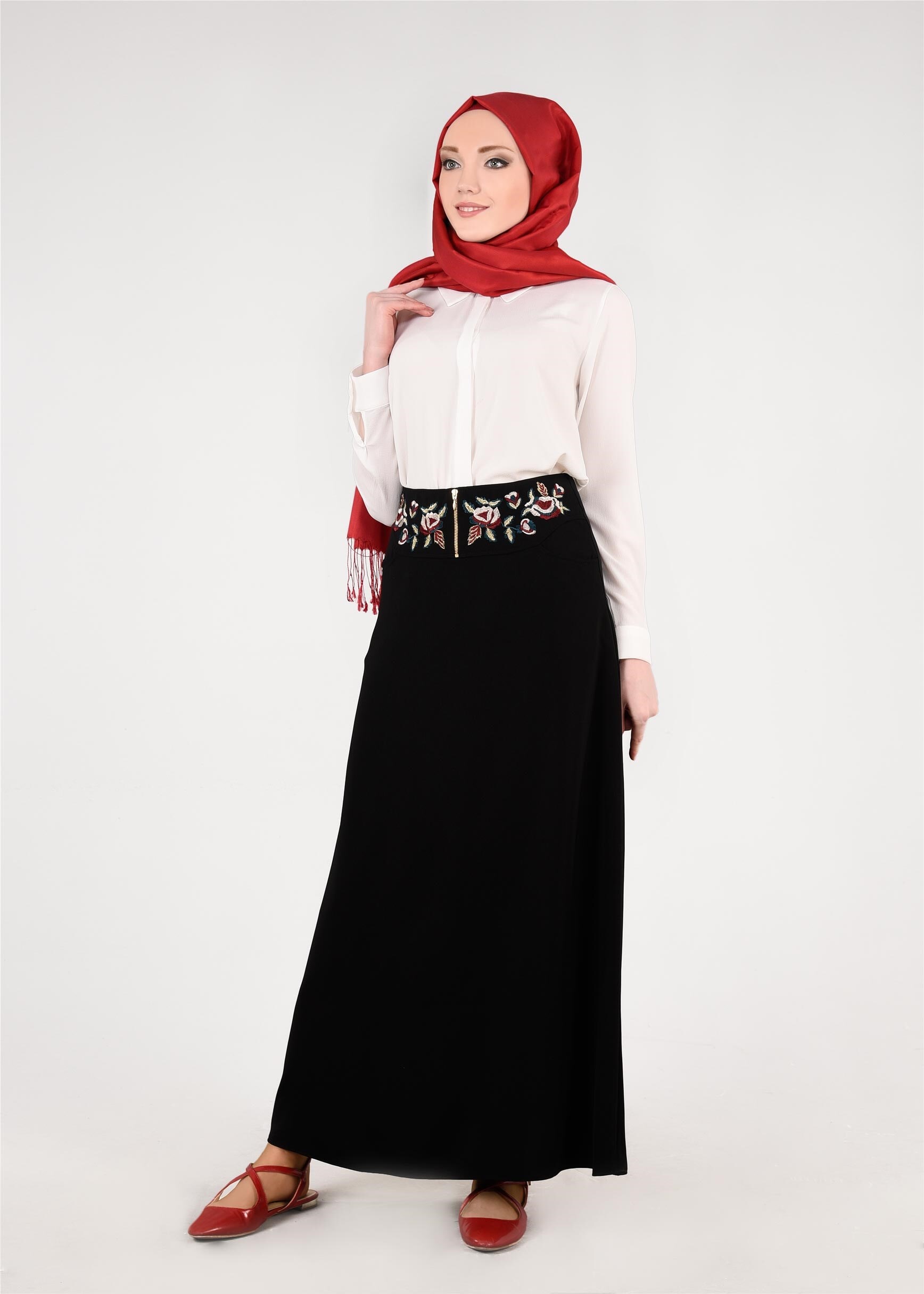 Tesettür giyim SİYAH 6054 Virona Tesettür Etek 38/44 TEK40