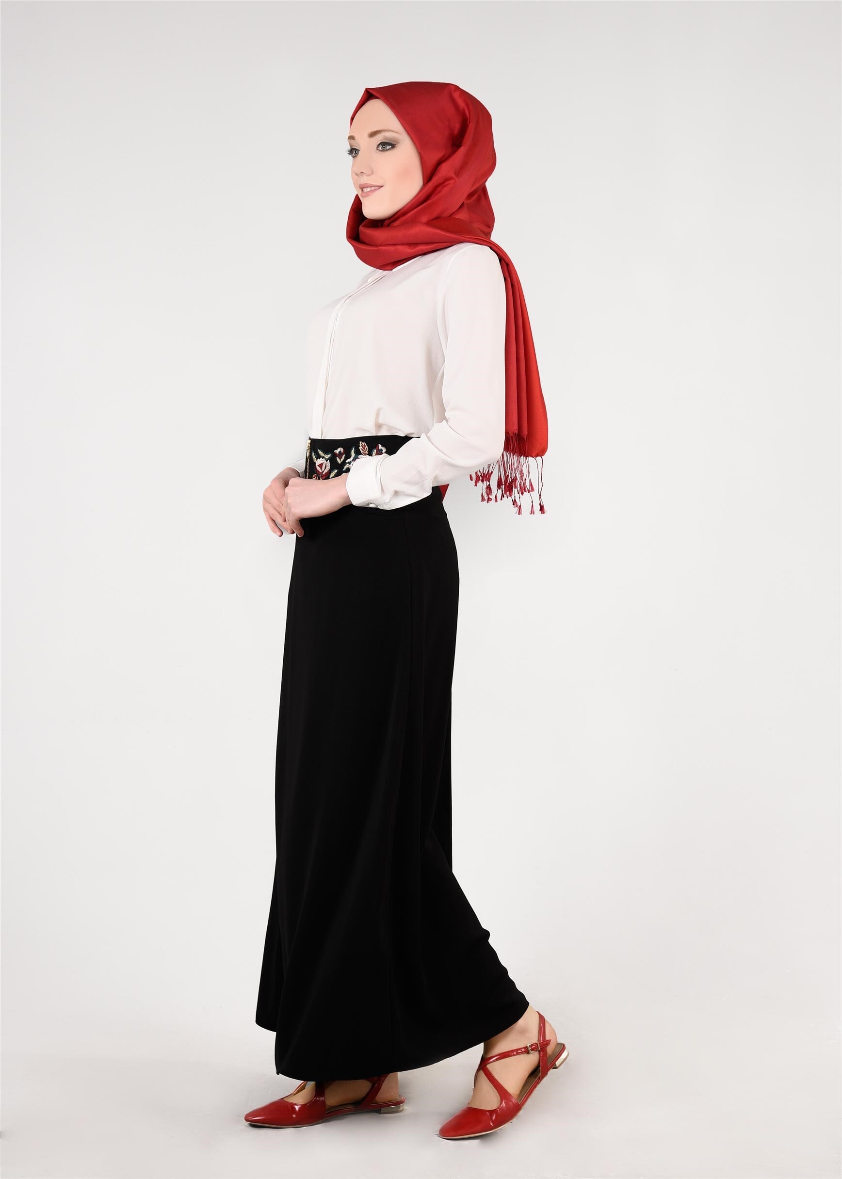 Tesettür giyim SİYAH 6054 Virona Tesettür Etek 38/44 TEK40