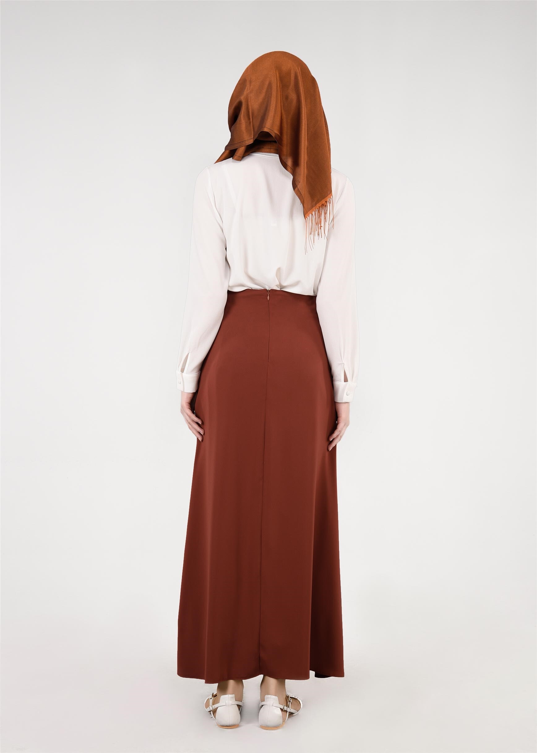 Tesettür giyim TURUNCU 6054 Virona Tesettür Etek 38/44 TEK40