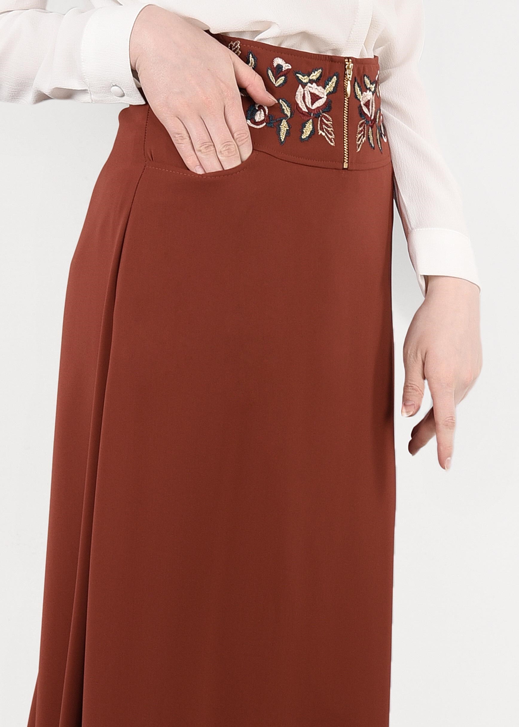 Tesettür giyim TURUNCU 6054 Virona Tesettür Etek 38/44 TEK40