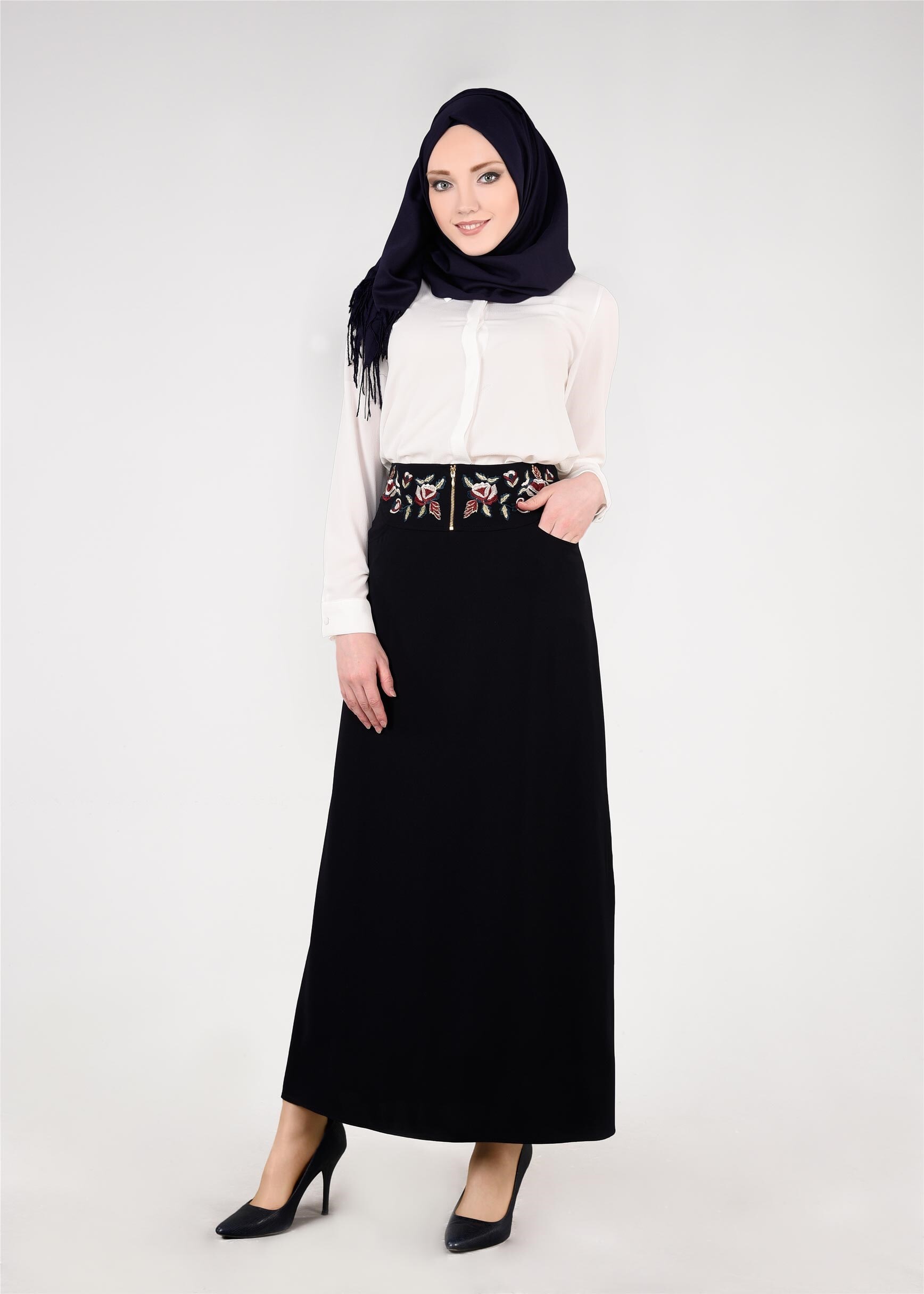 Tesettür giyim LACİVERT 6054 Virona Tesettür Etek 38/44 TEK40