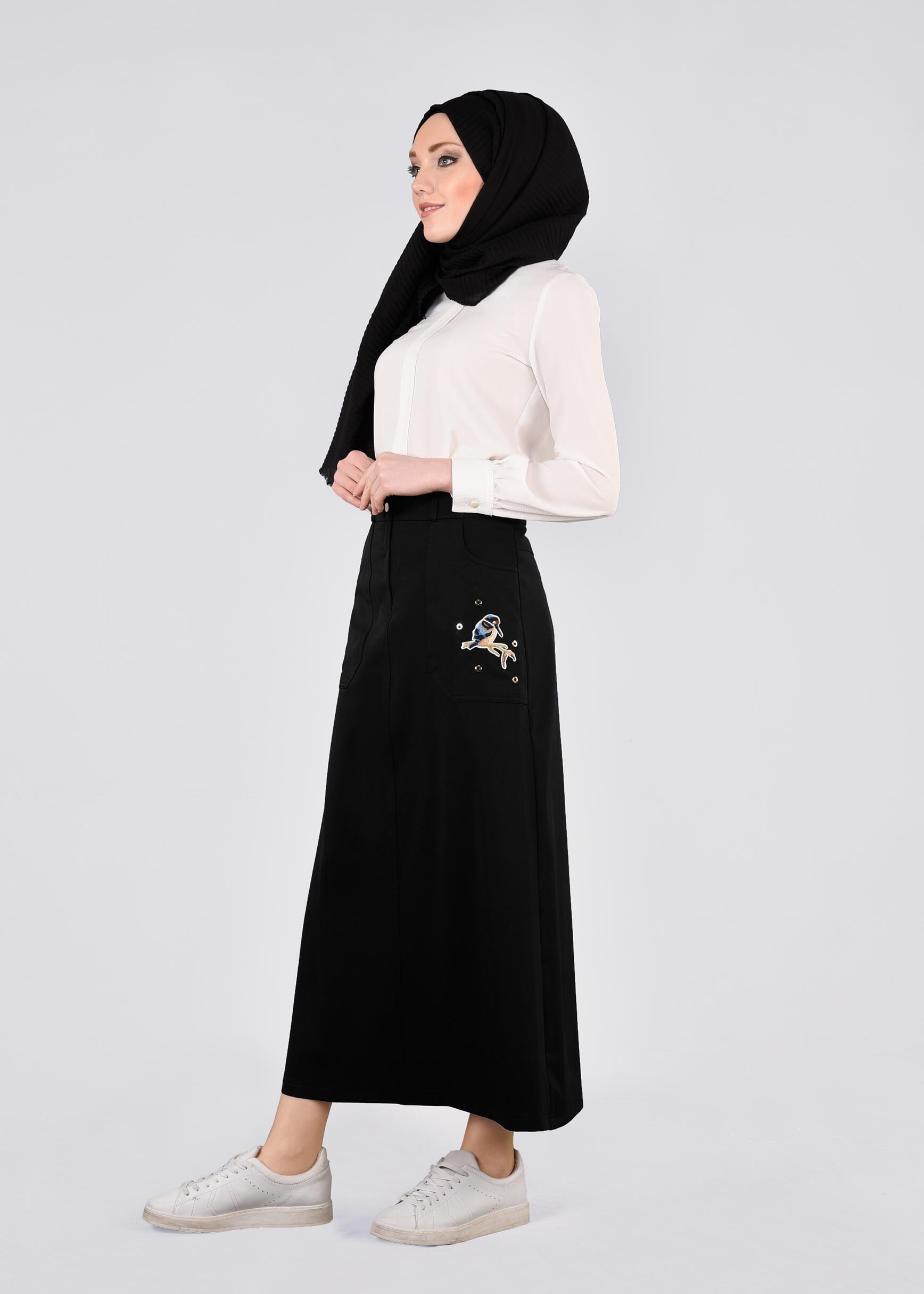 Tesettür giyim SİYAH 6055 YAREN 43717 ETEK 38/46 TEK40
