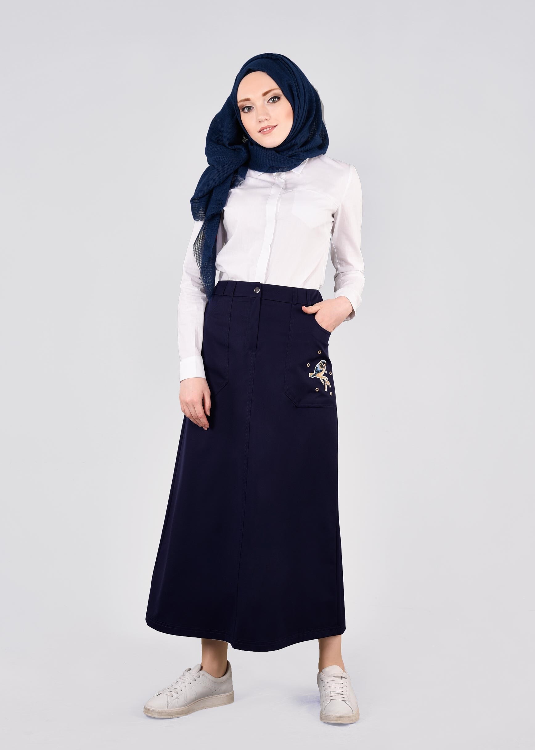Tesettür giyim LACİVERT 6055 YAREN 43717 ETEK 38/46 TEK40